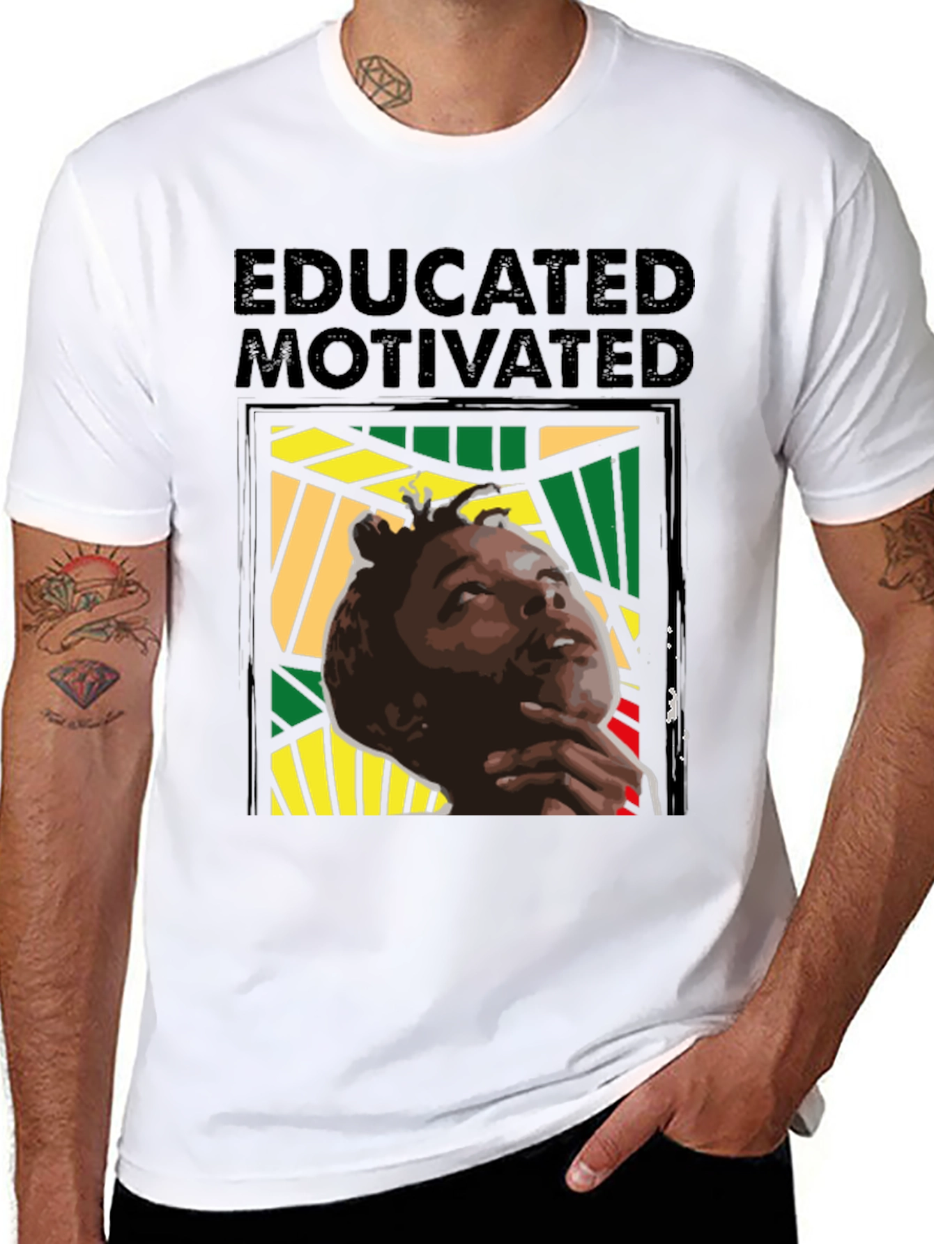 Black Educated & Motivated Graphic Tee view 8