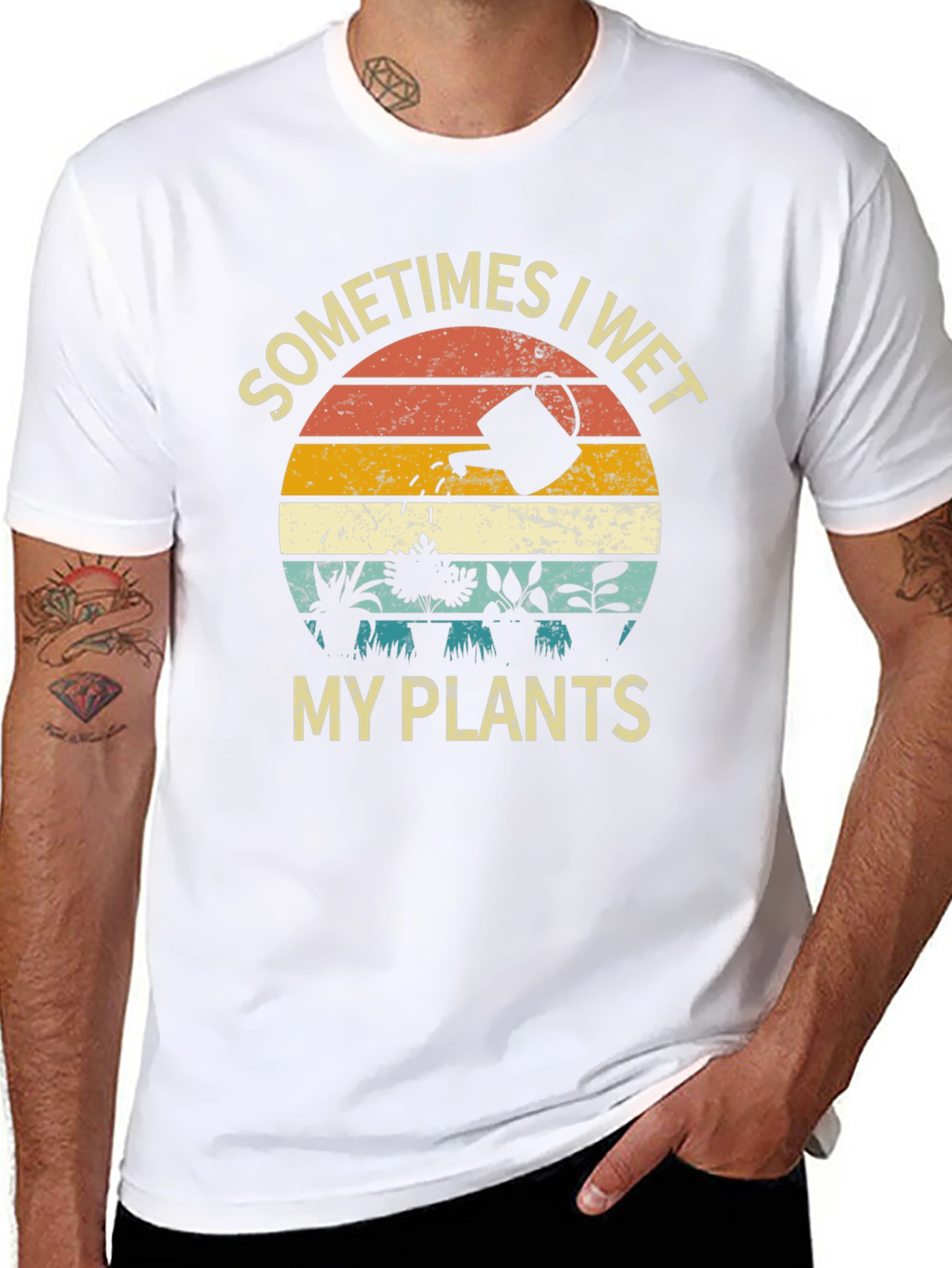 Black Funny "Sometimes I Wet My Plants" Graphic T-Shirt view 8