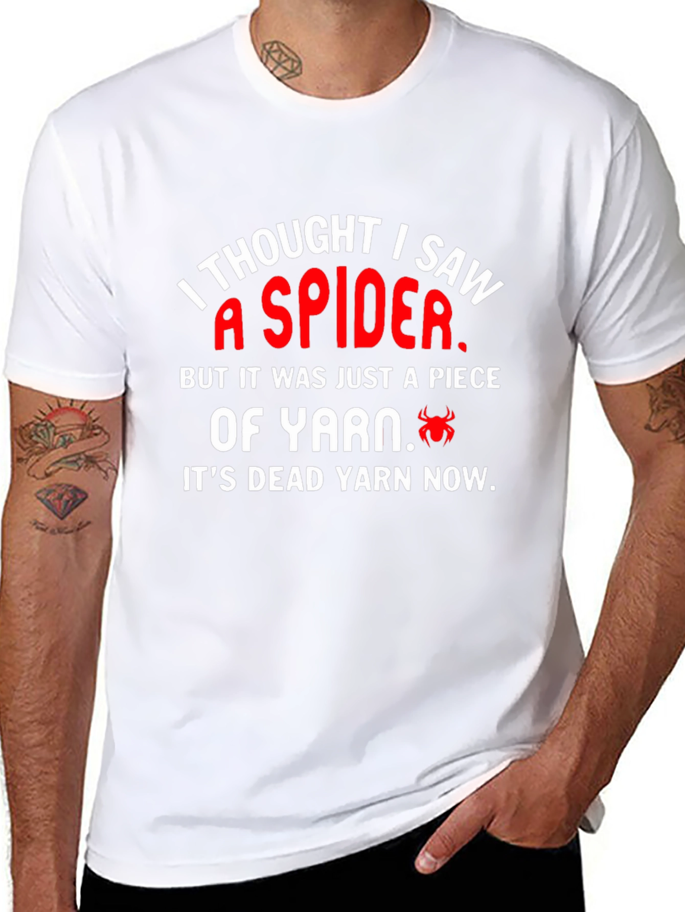 Black Funny Spider Yarn T-Shirt view 8