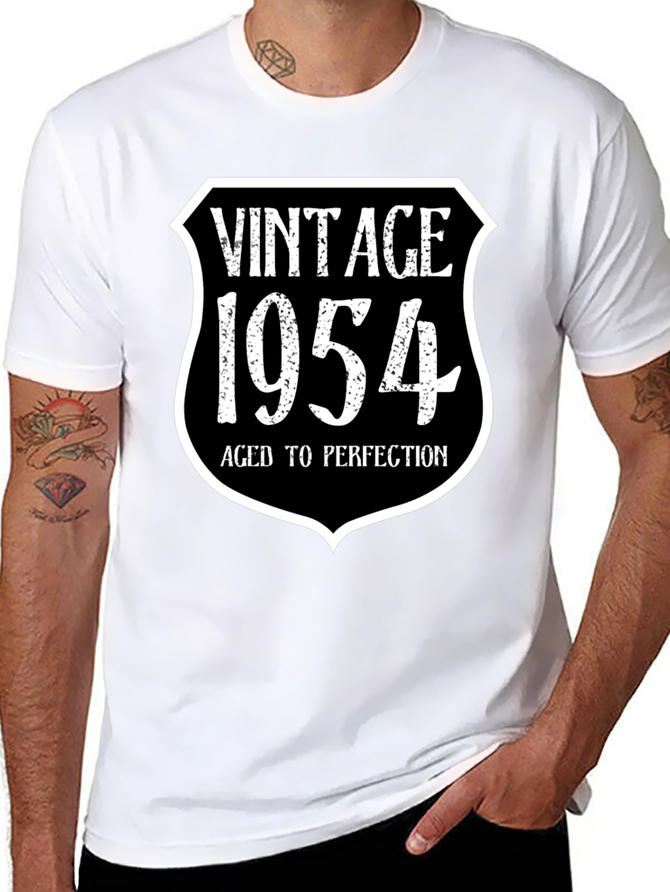 Black Vintage 1954 Aged To Perfection Black T-Shirt view 8