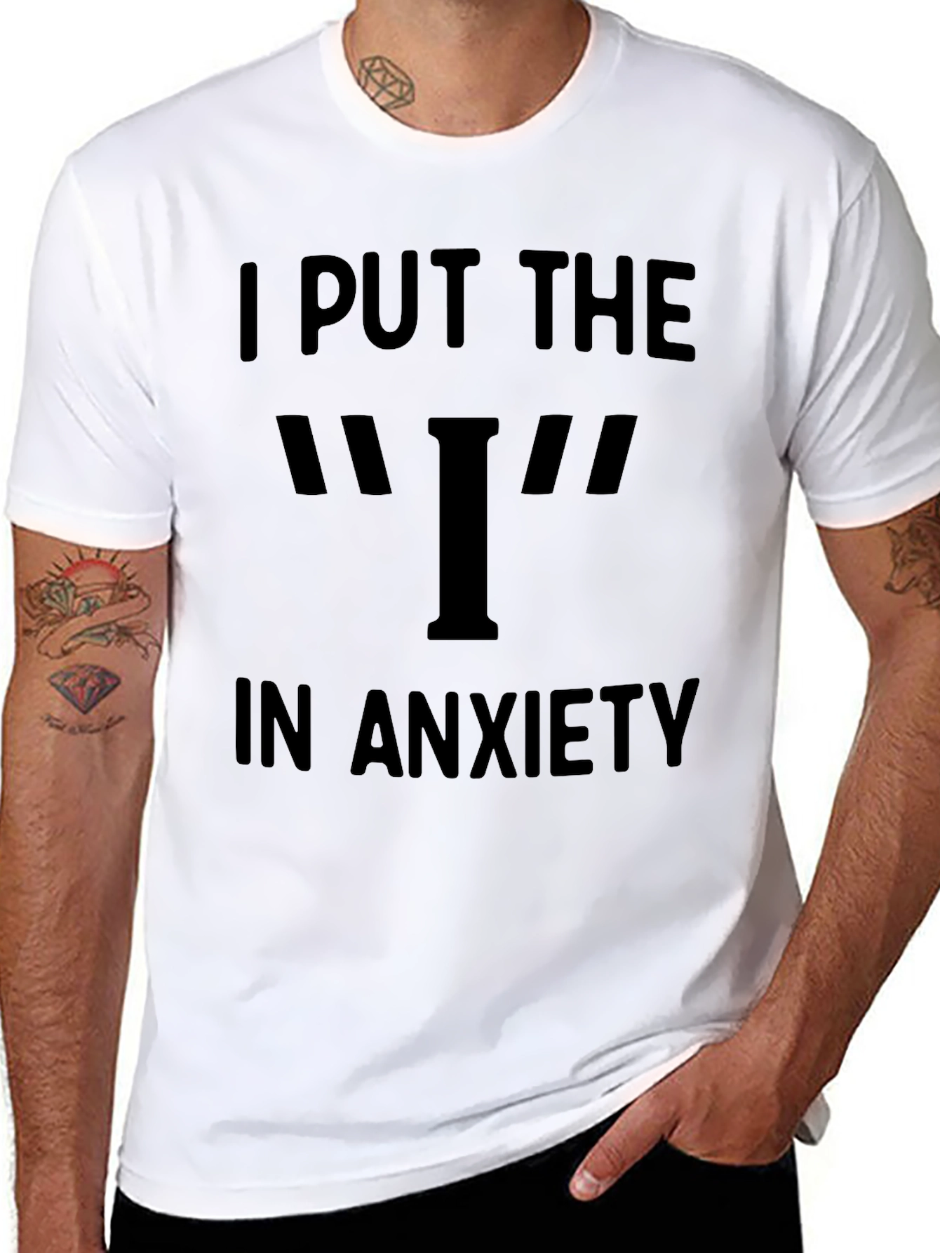 Black Anxiety T-Shirt - I Put the I in Anxiety view 8