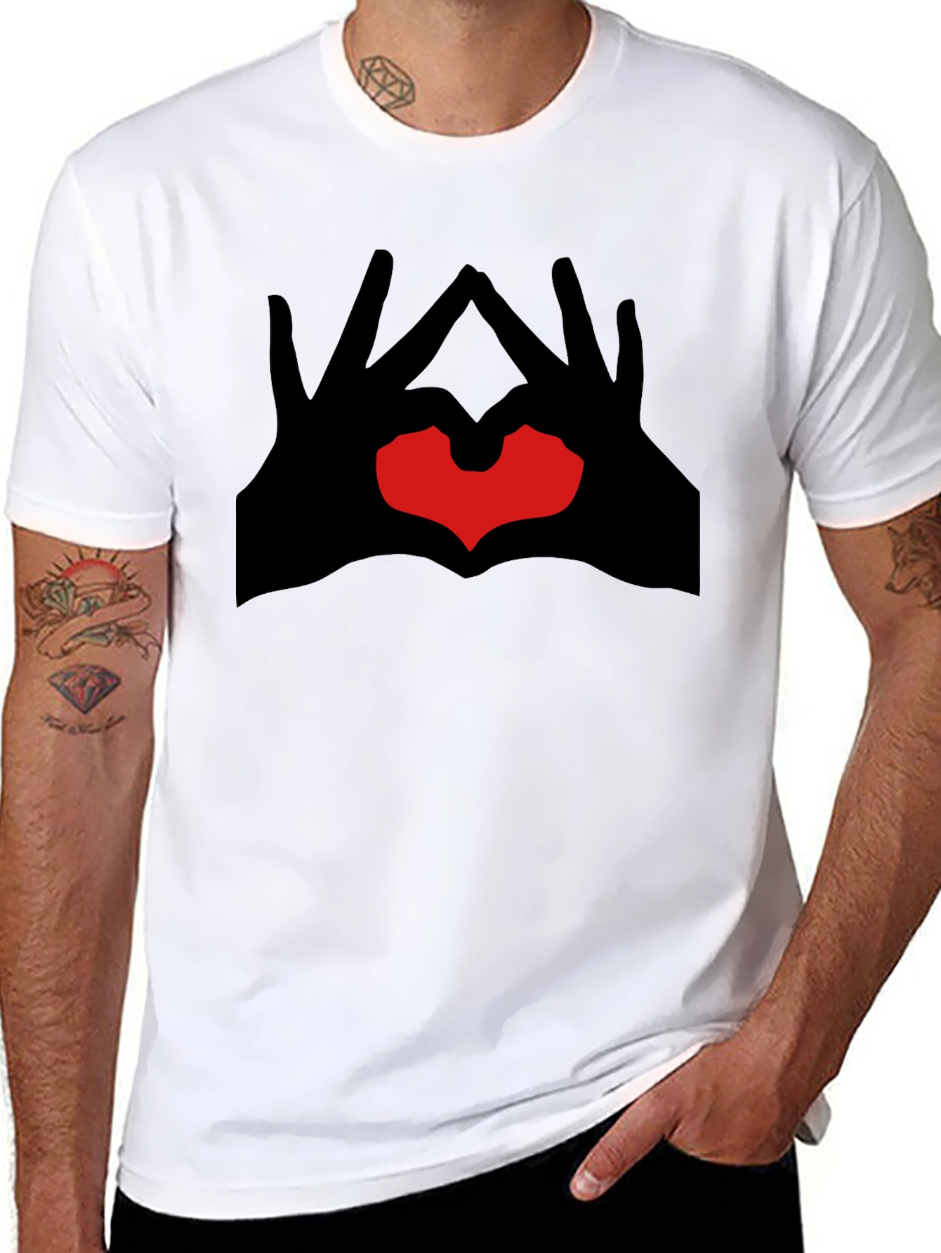 Black Heart Hands Graphic Tee - Modern Style view 8