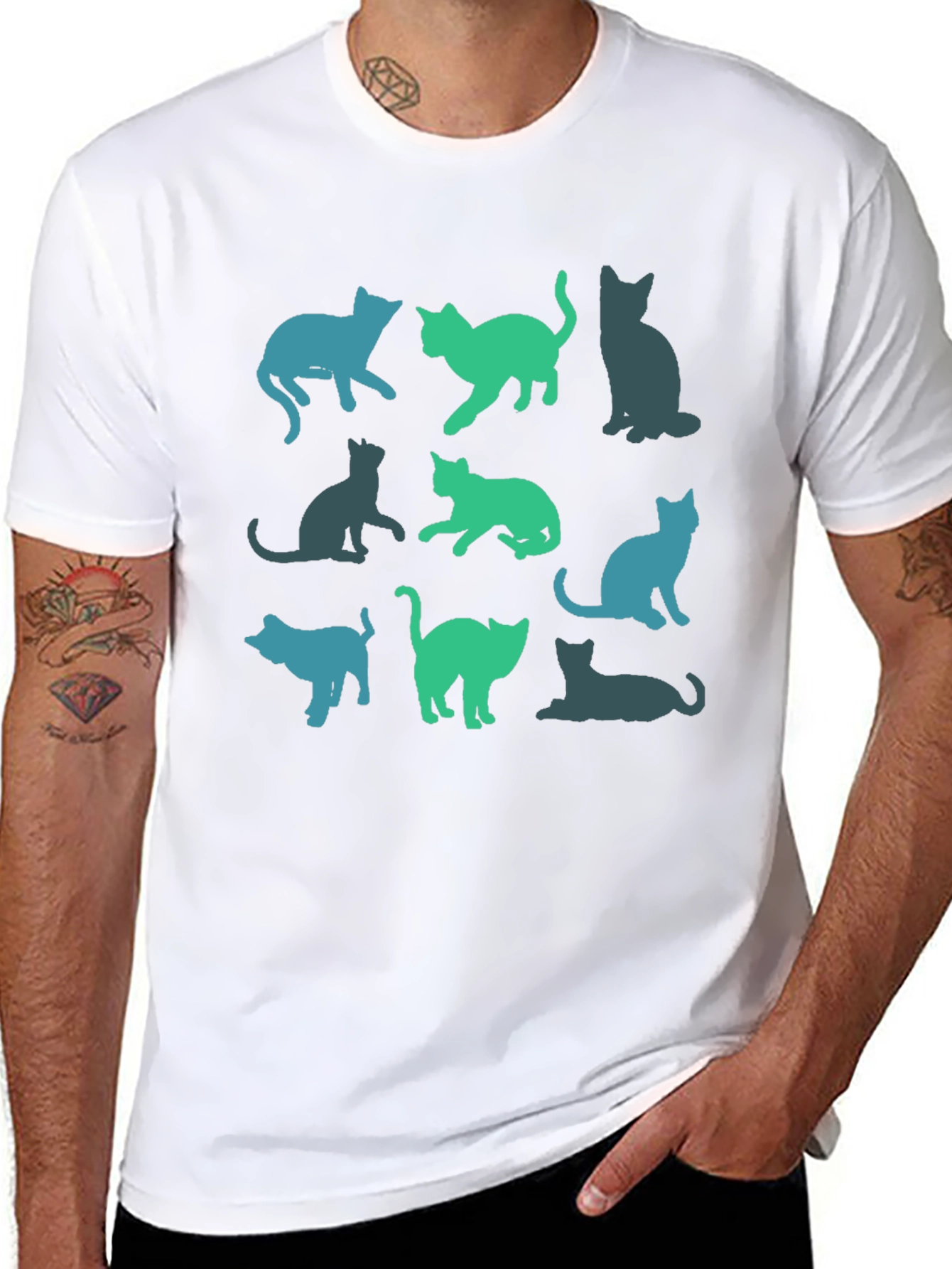 Black Cool Cats Graphic Tee - Black Cotton Blend view 8