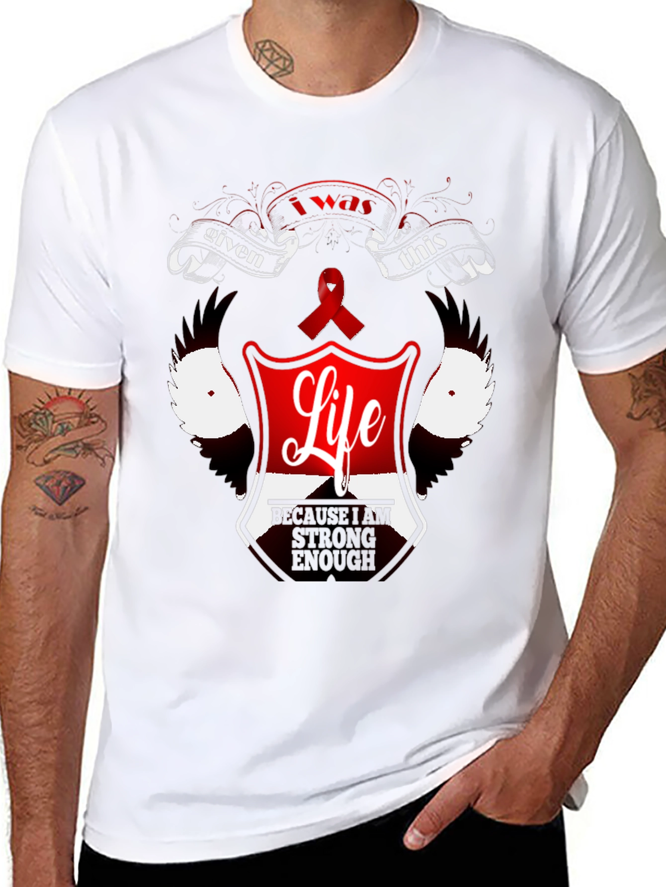 Black Inspirational "Life" Graphic Black T-Shirt view 8