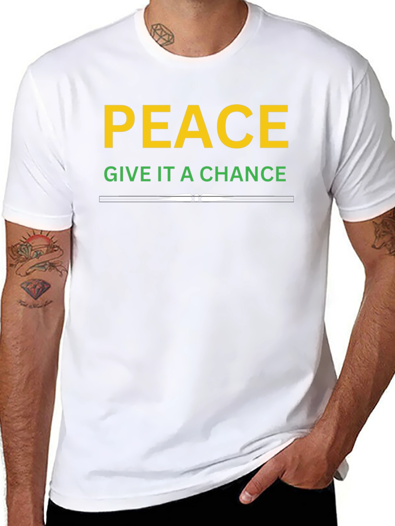 Black Peace Give It A Chance T-Shirt - Black view 8