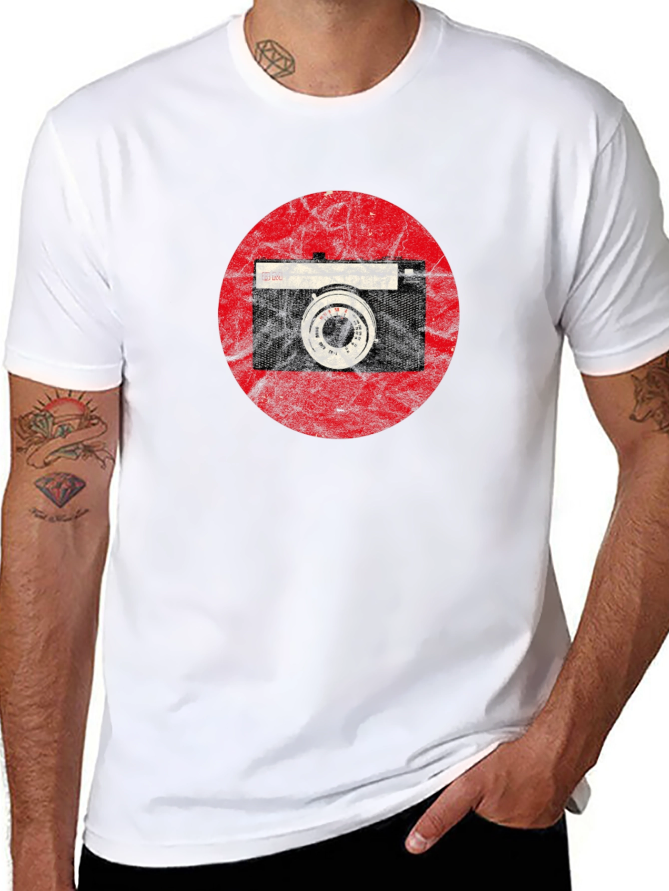 Black Retro Camera Graphic Tee - Vintage Style Shirt view 8