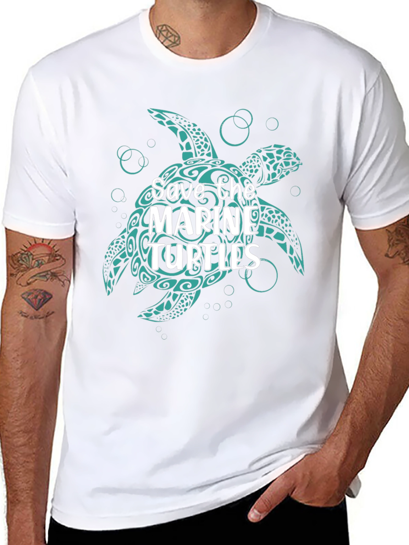 Black Save the Marine Turtles Graphic Tee view 8