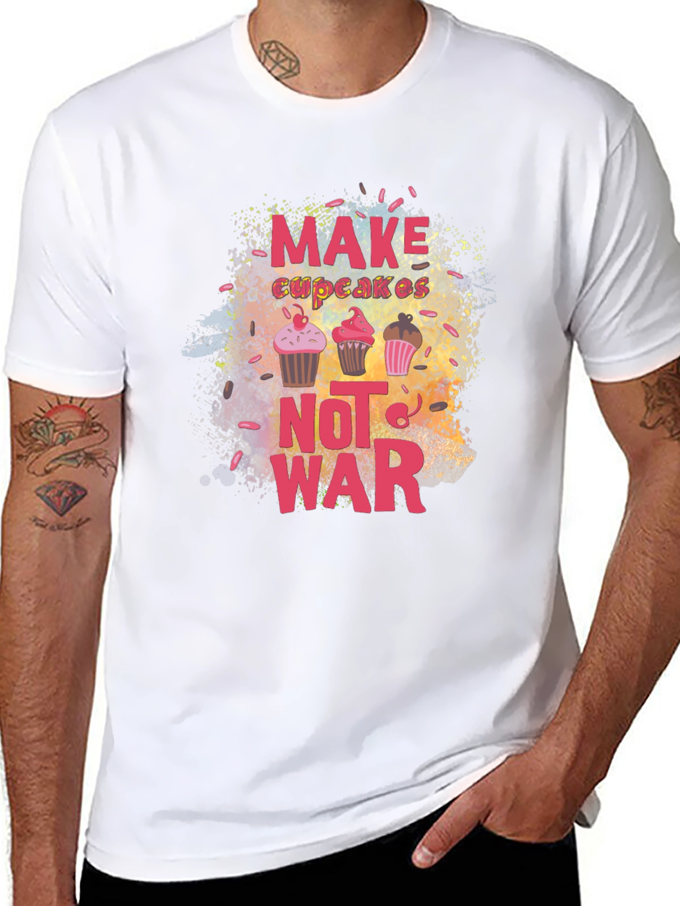 Black Make Cupcakes Not War Graphic Tee view 8