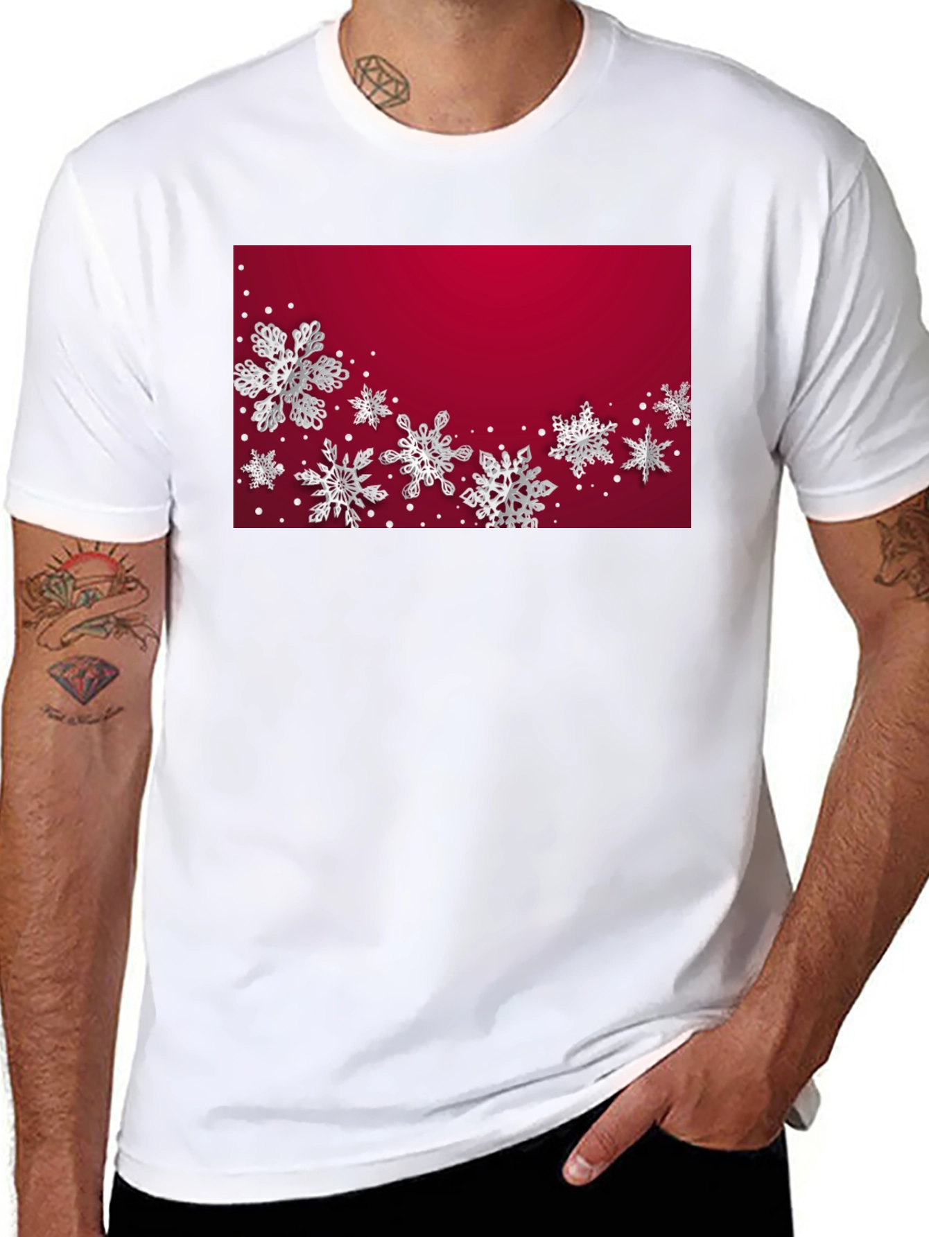 Black Winter Snowflake Graphic Tee - Stylish Holiday Apparel view 8