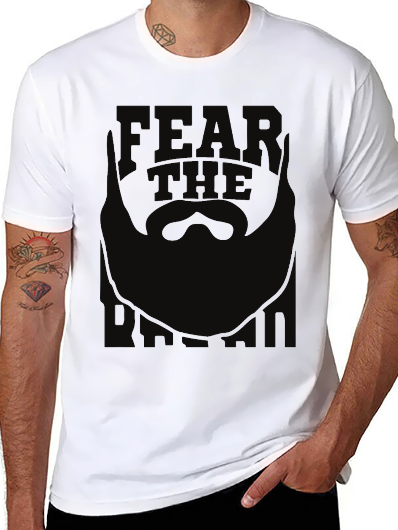 Black Fear The Beard Graphic Tee - Black view 8