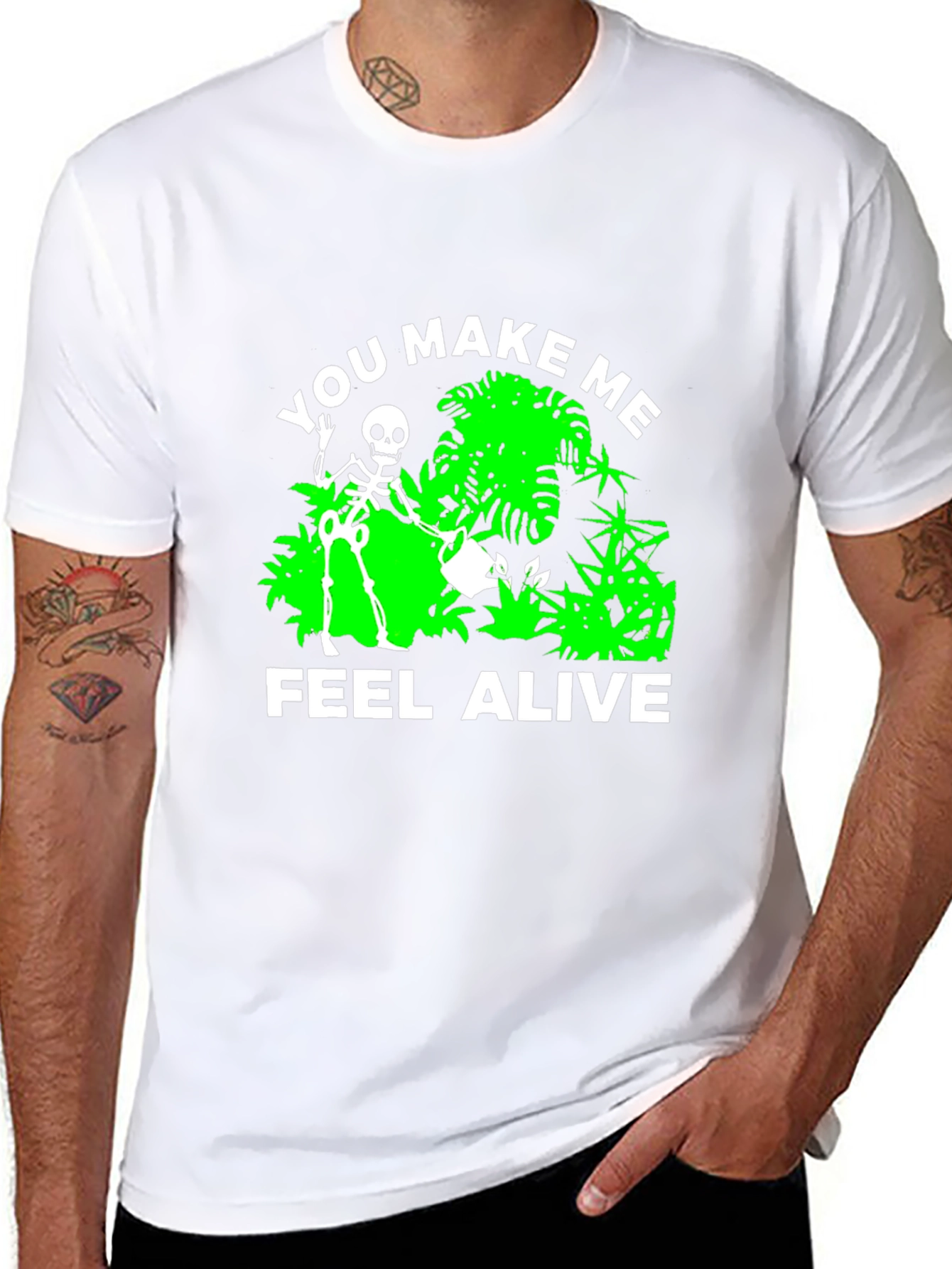 Black You Make Me Feel Alive Skeleton Gardener Black T-Shirt view 8