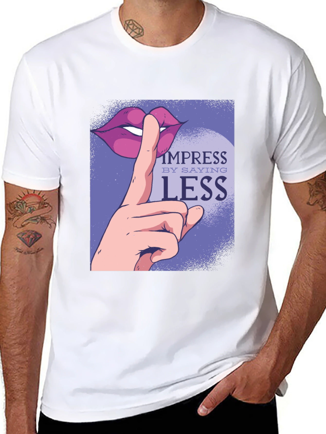 Black Impress By Saying Less Graphic Tee - Black view 8