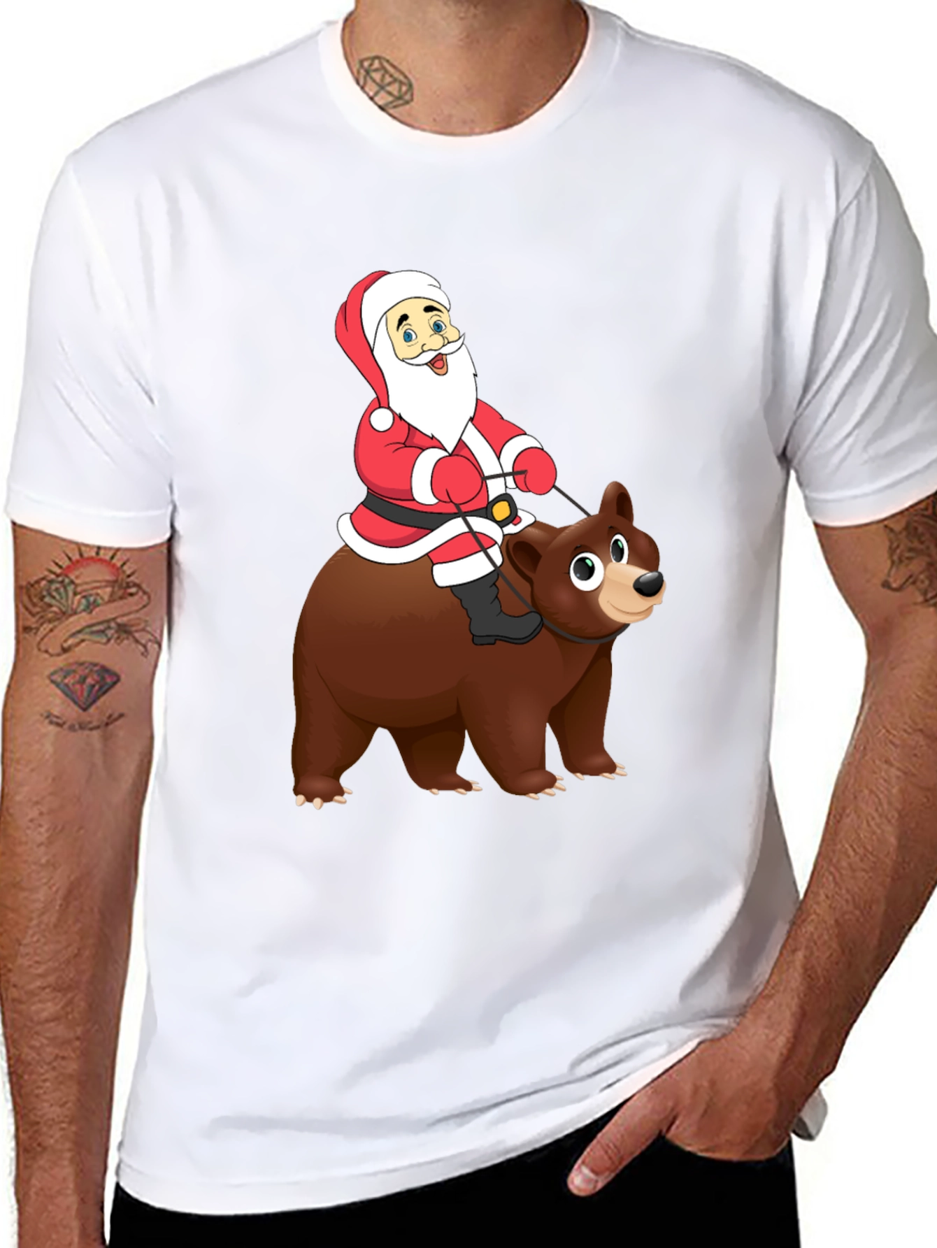 Black Santa Riding Bear Graphic Tee - Holiday Cheer! view 8