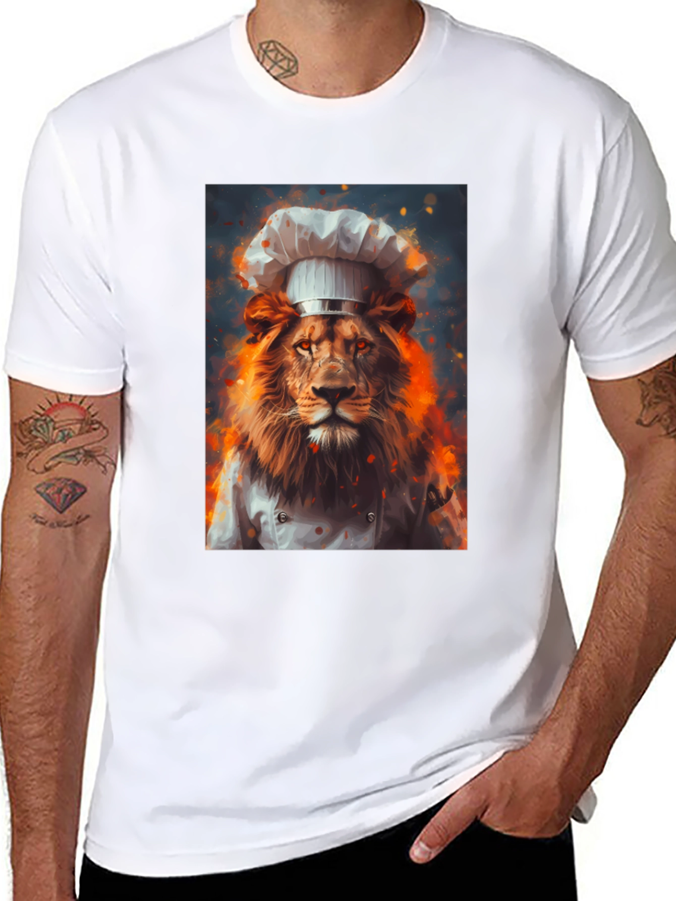 Black Chef Lion Graphic Tee - Men's Black T-Shirt view 8