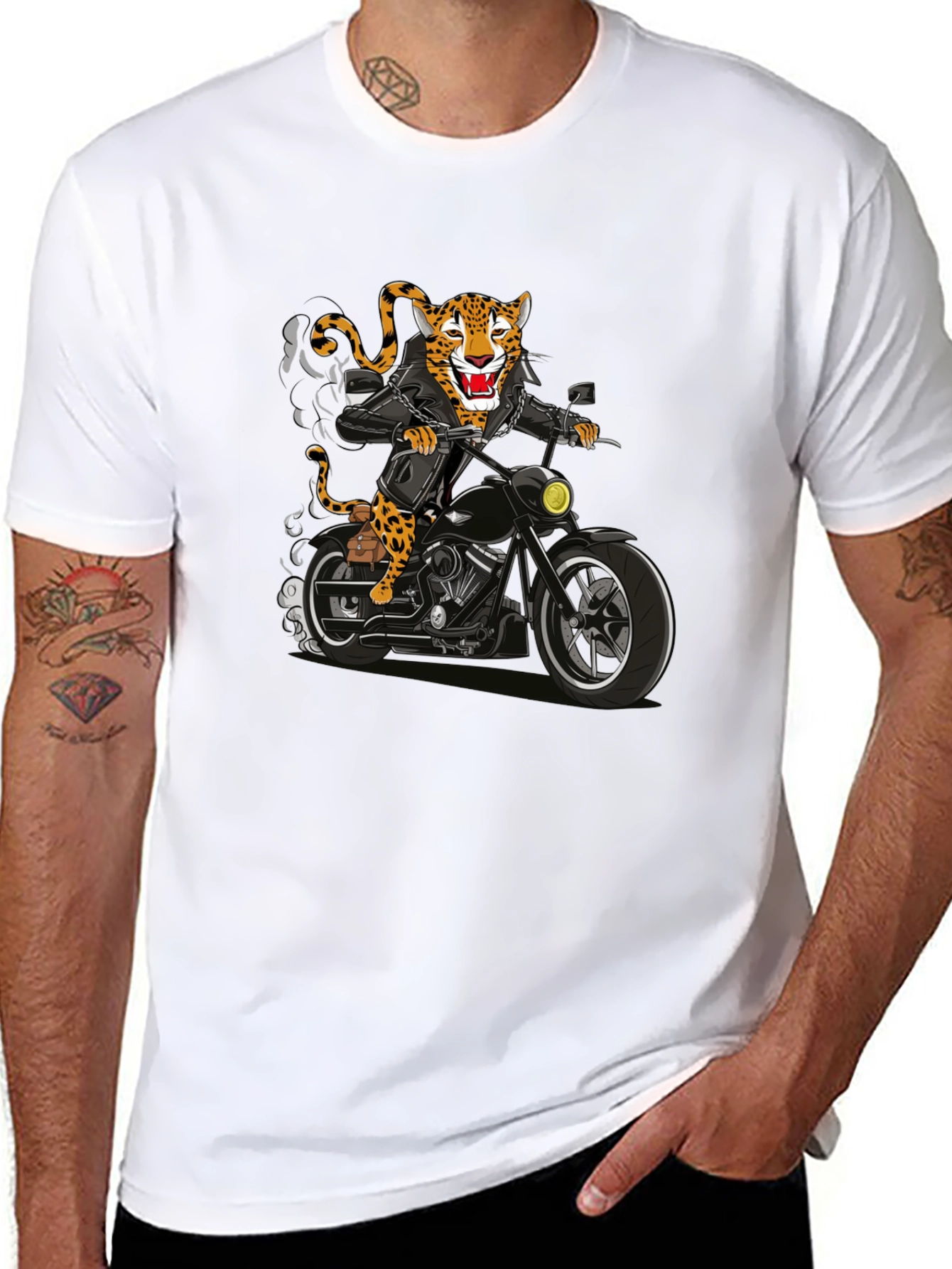 Black Biker Jaguar Graphic T-Shirt view 8