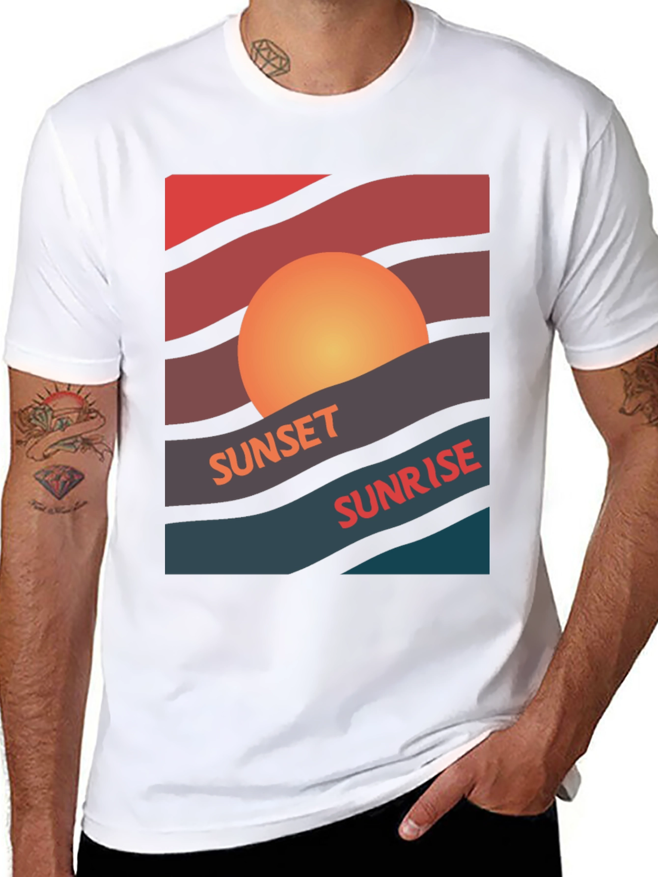 Black Sunset Sunrise Graphic Tee - Retro Style view 8