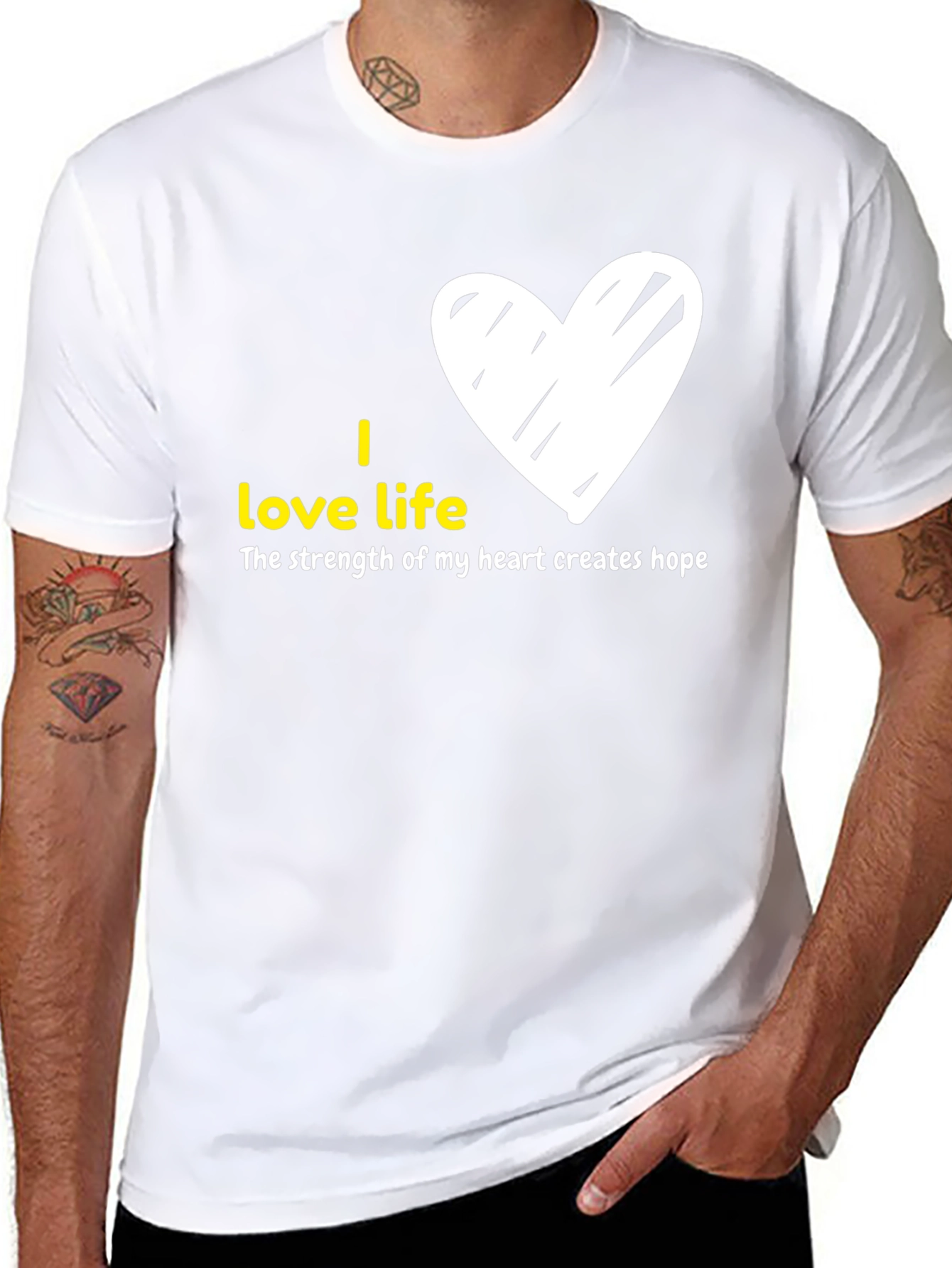 Black I Love Life Graphic Tee - Heart Design view 8