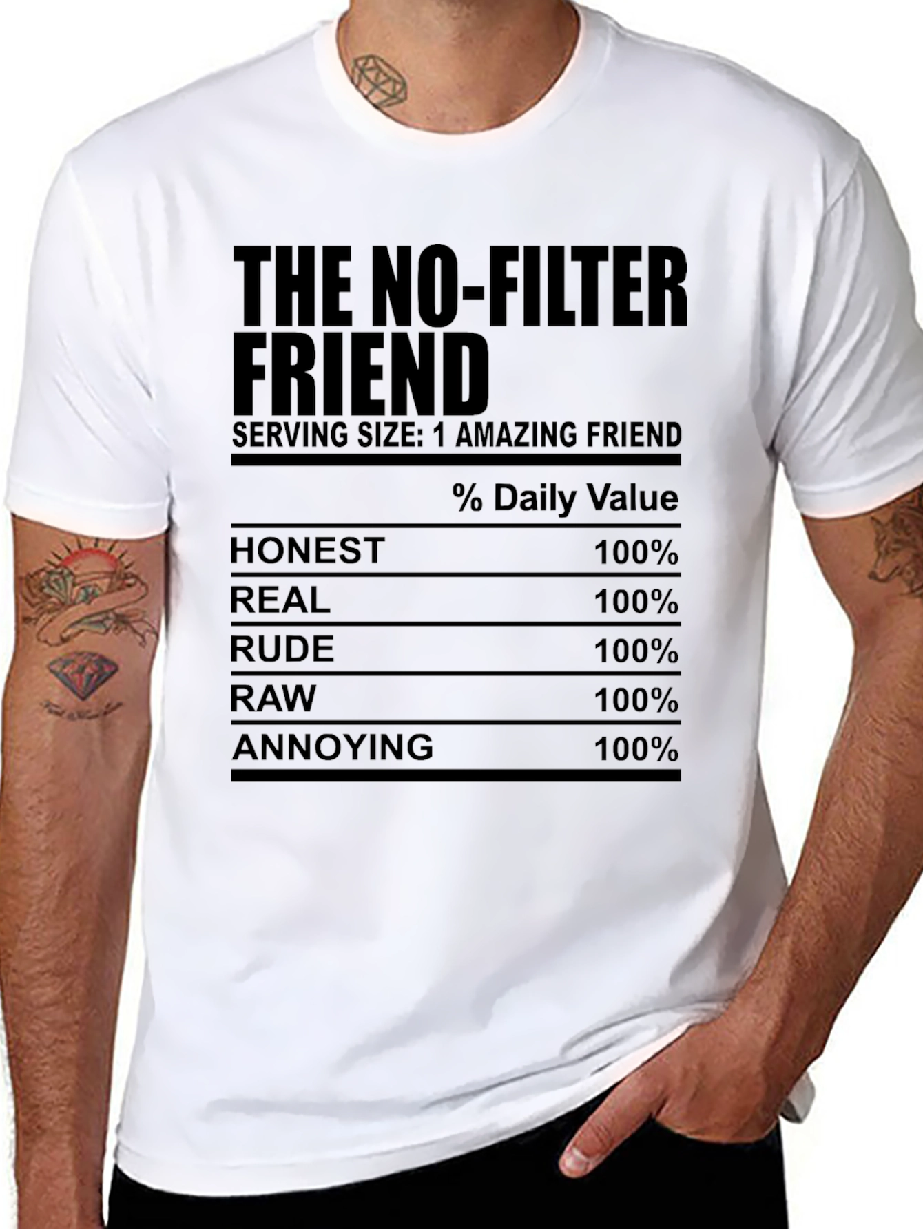 Black The No-Filter Friend Novelty Graphic T-Shirt view 8