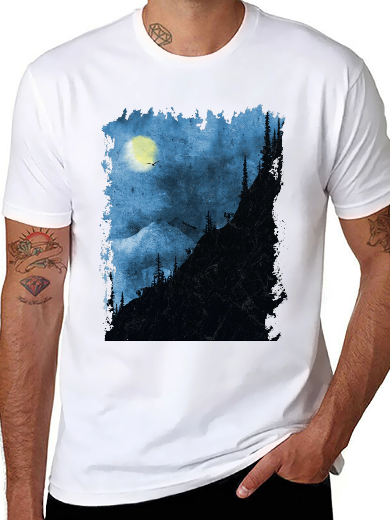 Black Night Mountain Adventure T-Shirt view 8