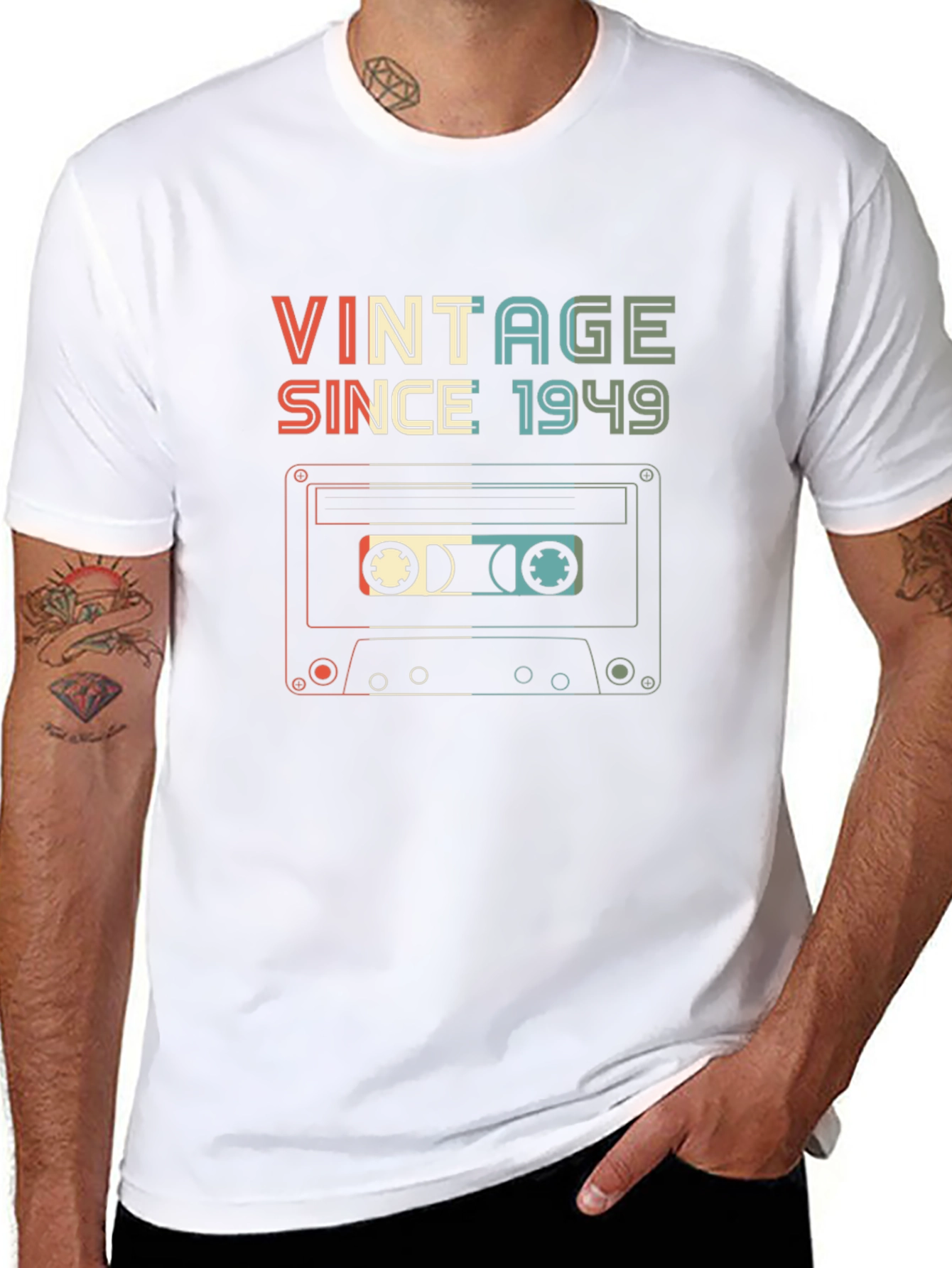 Black Vintage Since 1949 Cassette Tape T-Shirt view 8