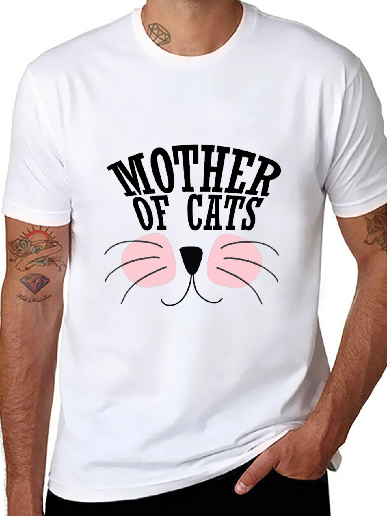 Black Mother of Cats T-Shirt, Cute Cat Face Tee view 8