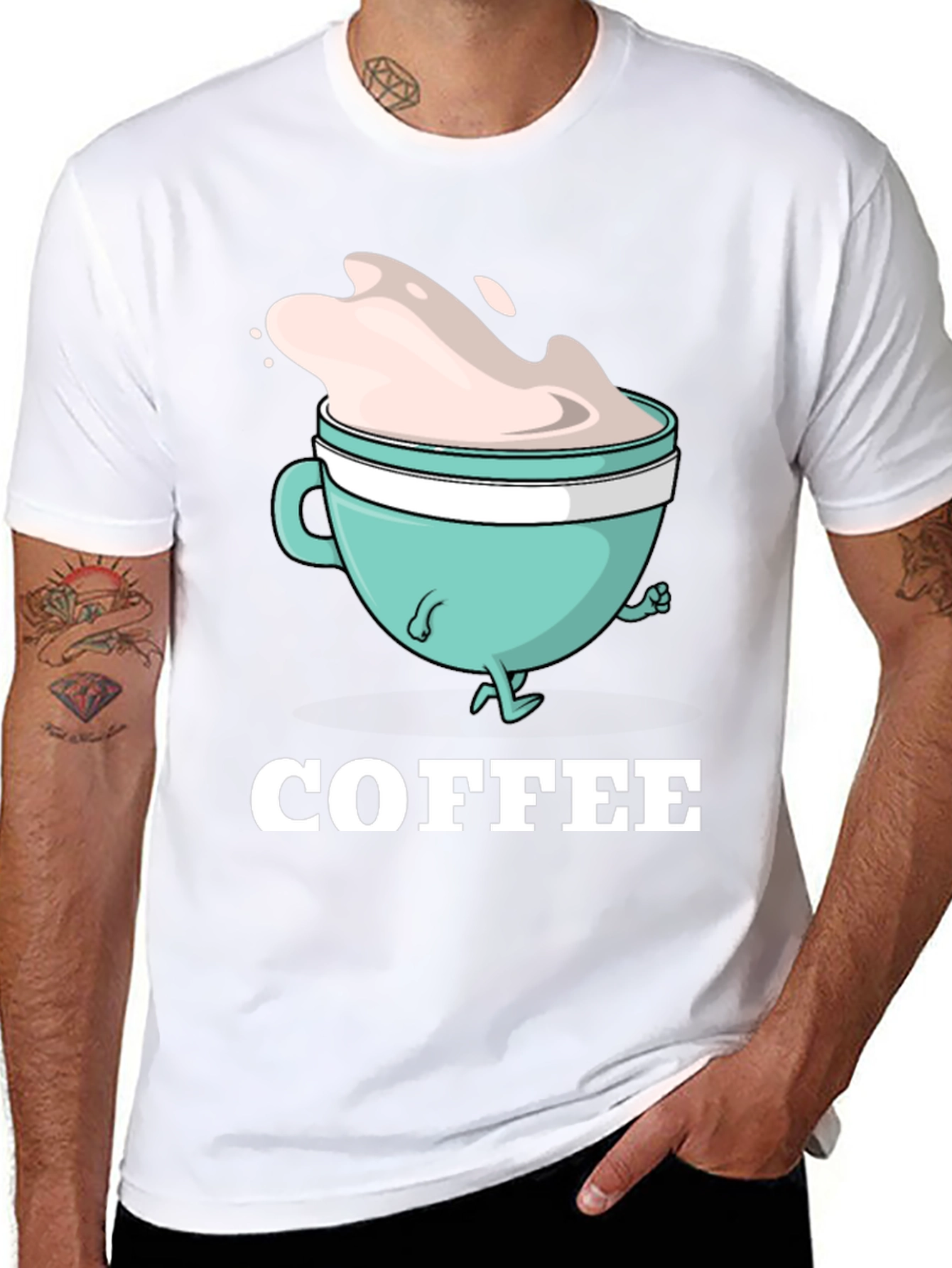 Black Coffee Cartoon Graphic T-Shirt view 8
