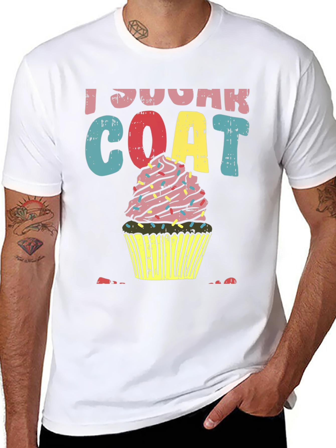 Black I Sugar Coat Tee - Fun Cupcake Shirt view 8