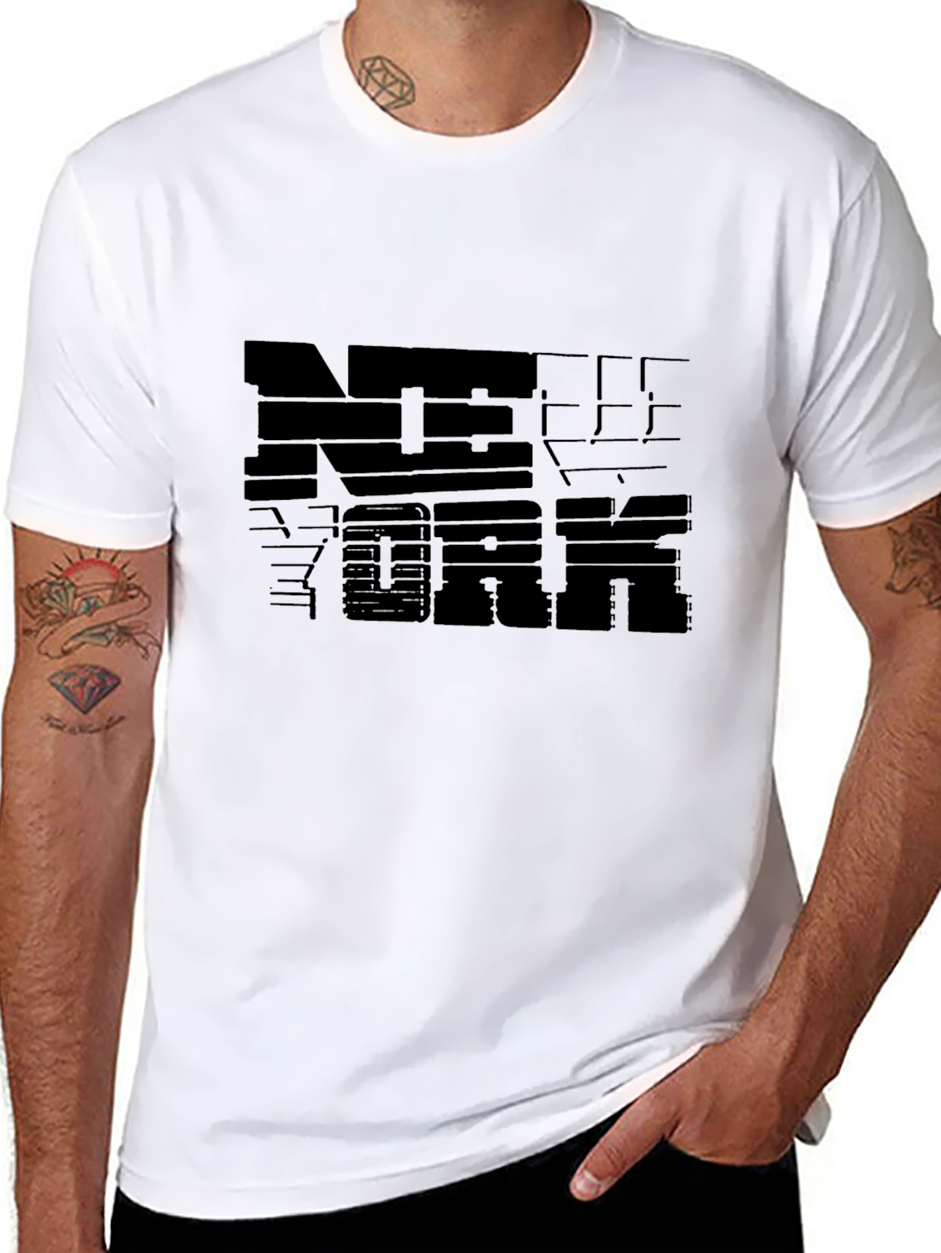 Black New York Graphic Print Crew Neck T-Shirt view 8