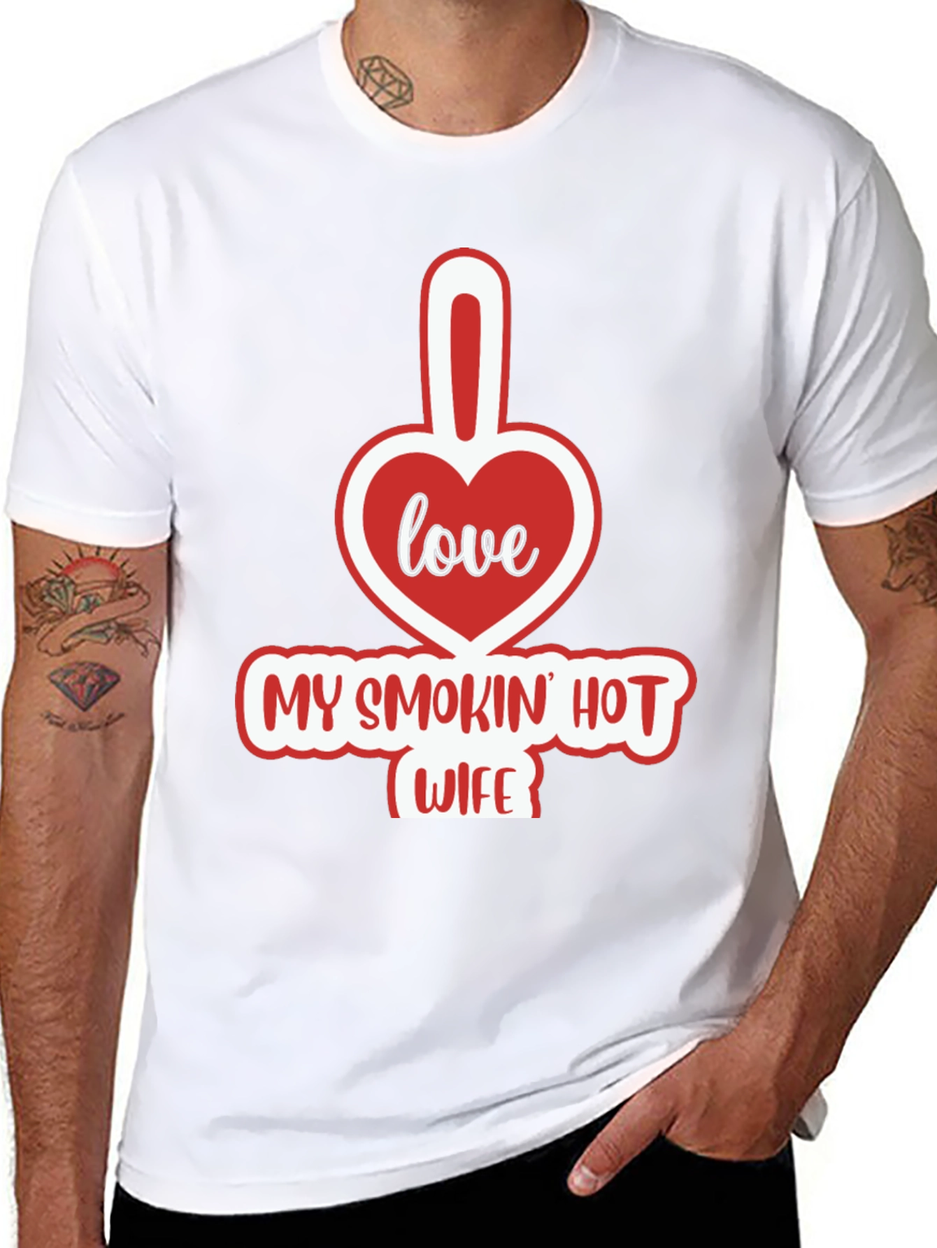 Black Funny "My Smokin' Hot Wife" Graphic T-Shirt view 8