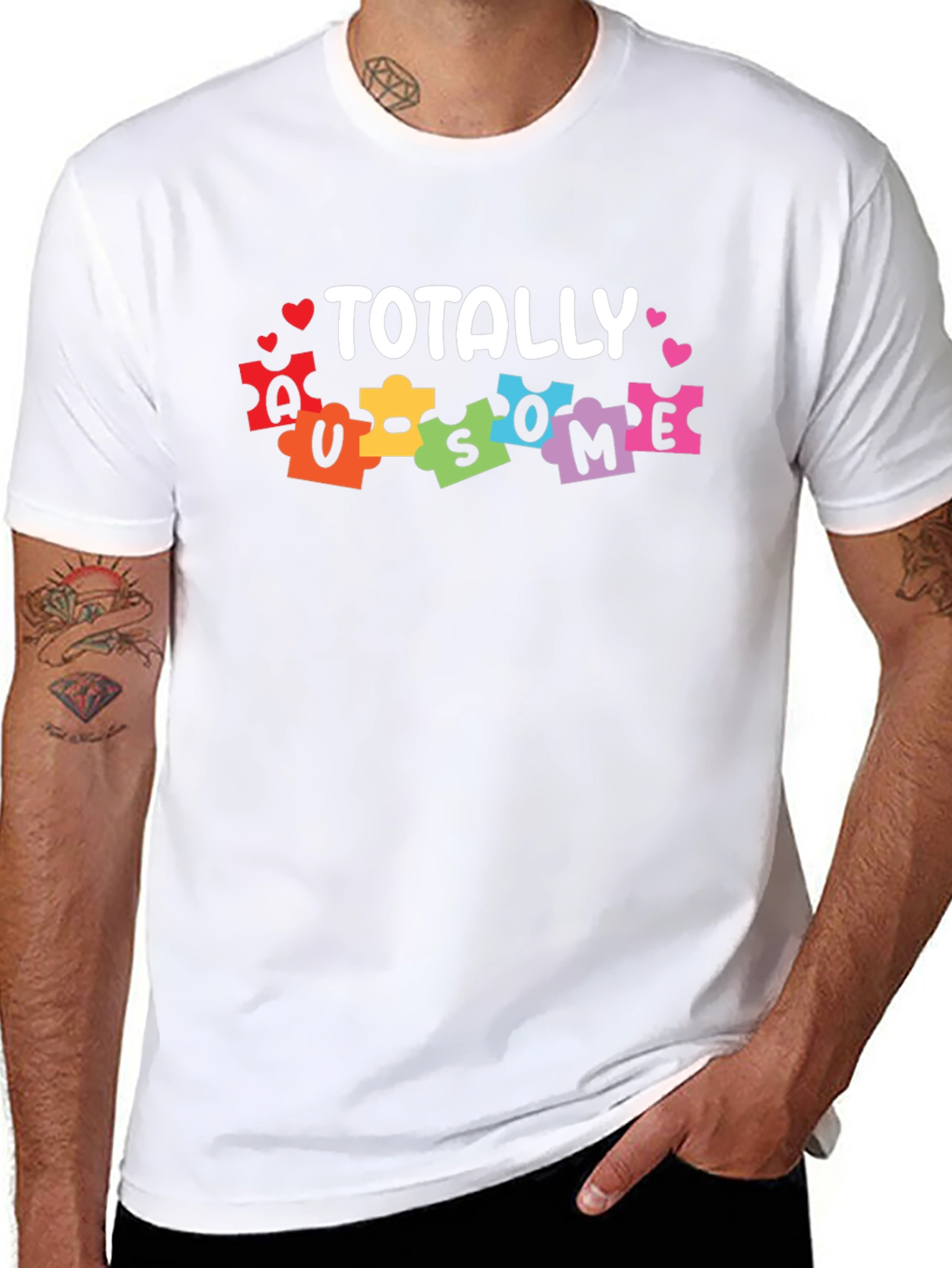 Black Totally Awesome Autism Awareness T-Shirt view 8
