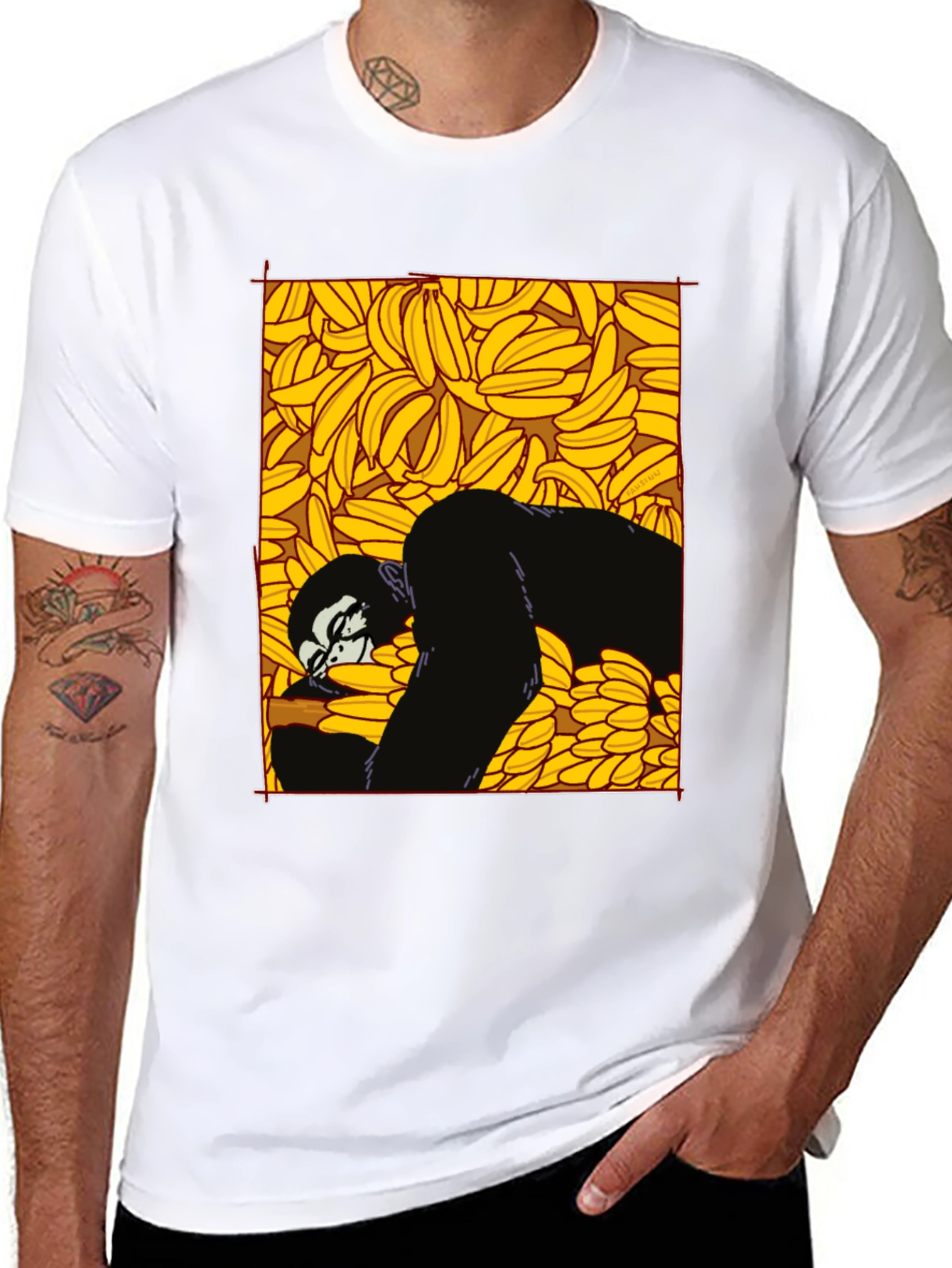 Black Banana Gorilla Graphic Tee - Unique Black T-Shirt view 8