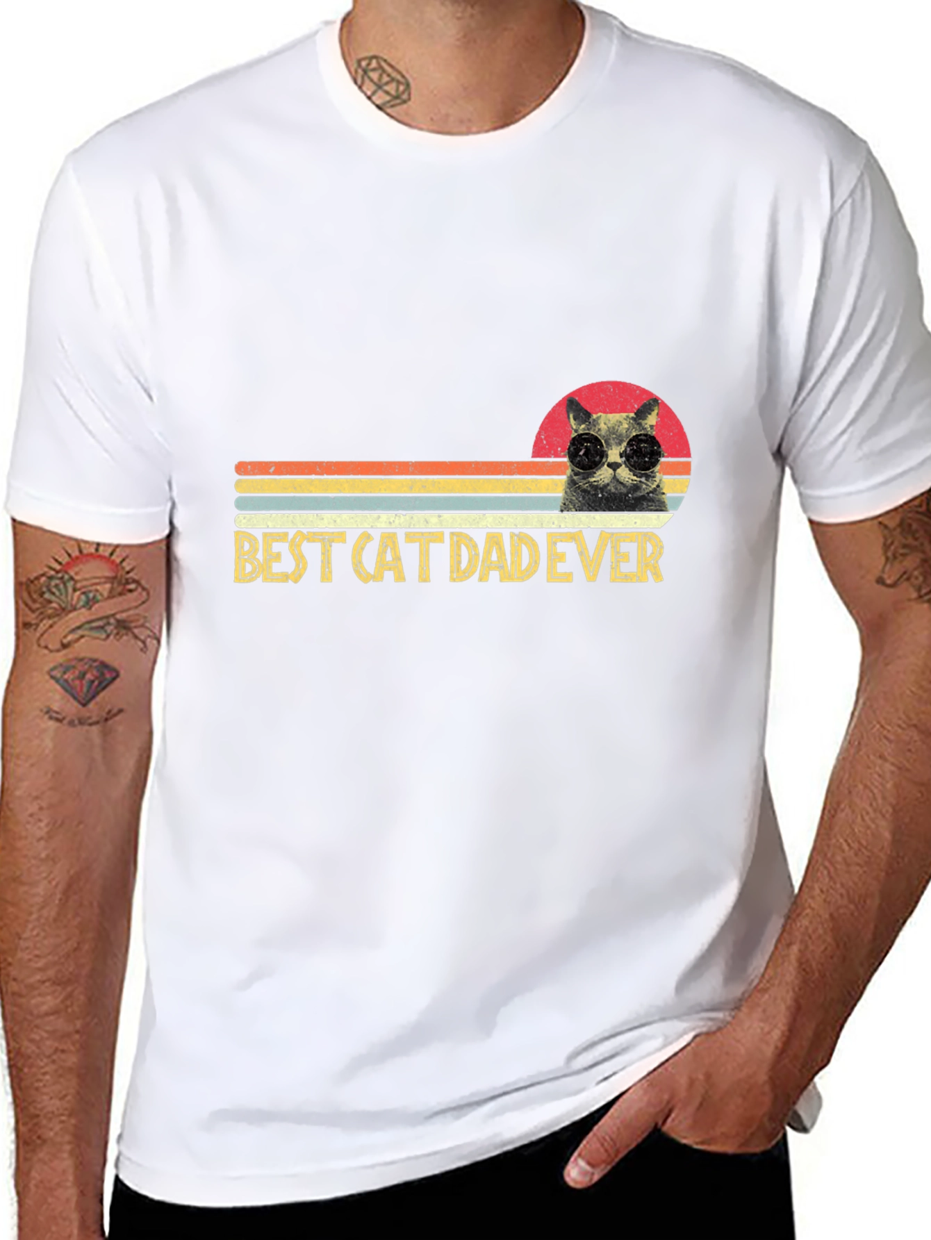 Black Best Cat Dad Ever T-Shirt - Funny Cat Lover Tee view 8