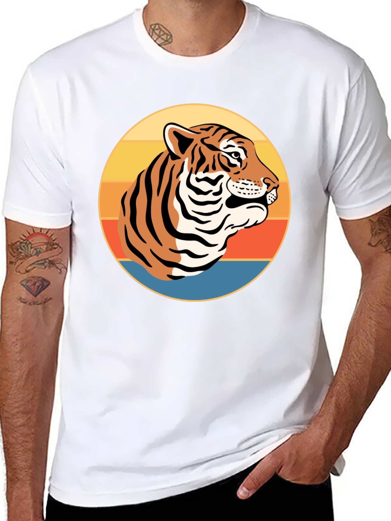 Black Retro Tiger Graphic T-Shirt - Vintage Style Tee view 8