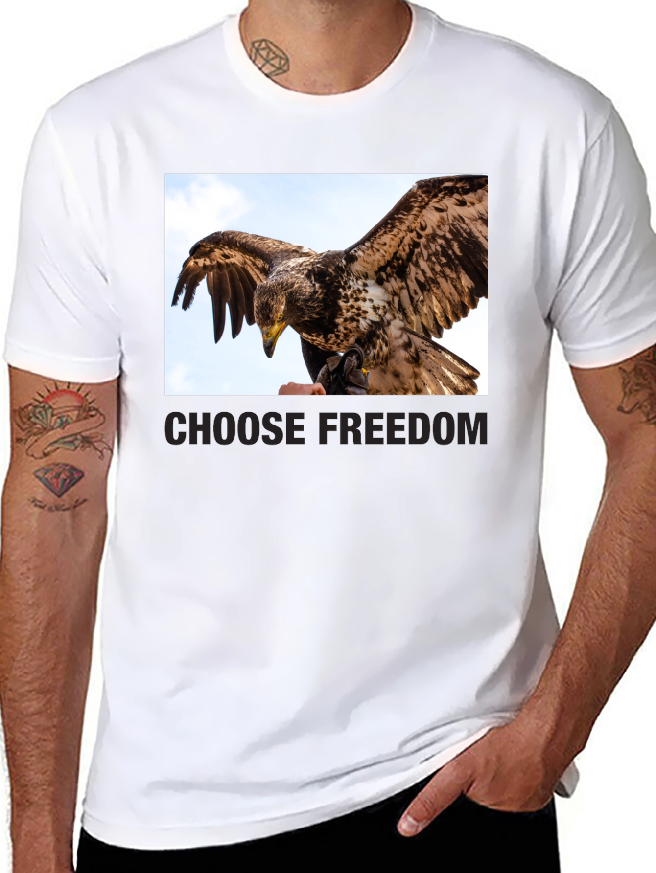 Black Choose Freedom Eagle Graphic Tee view 8