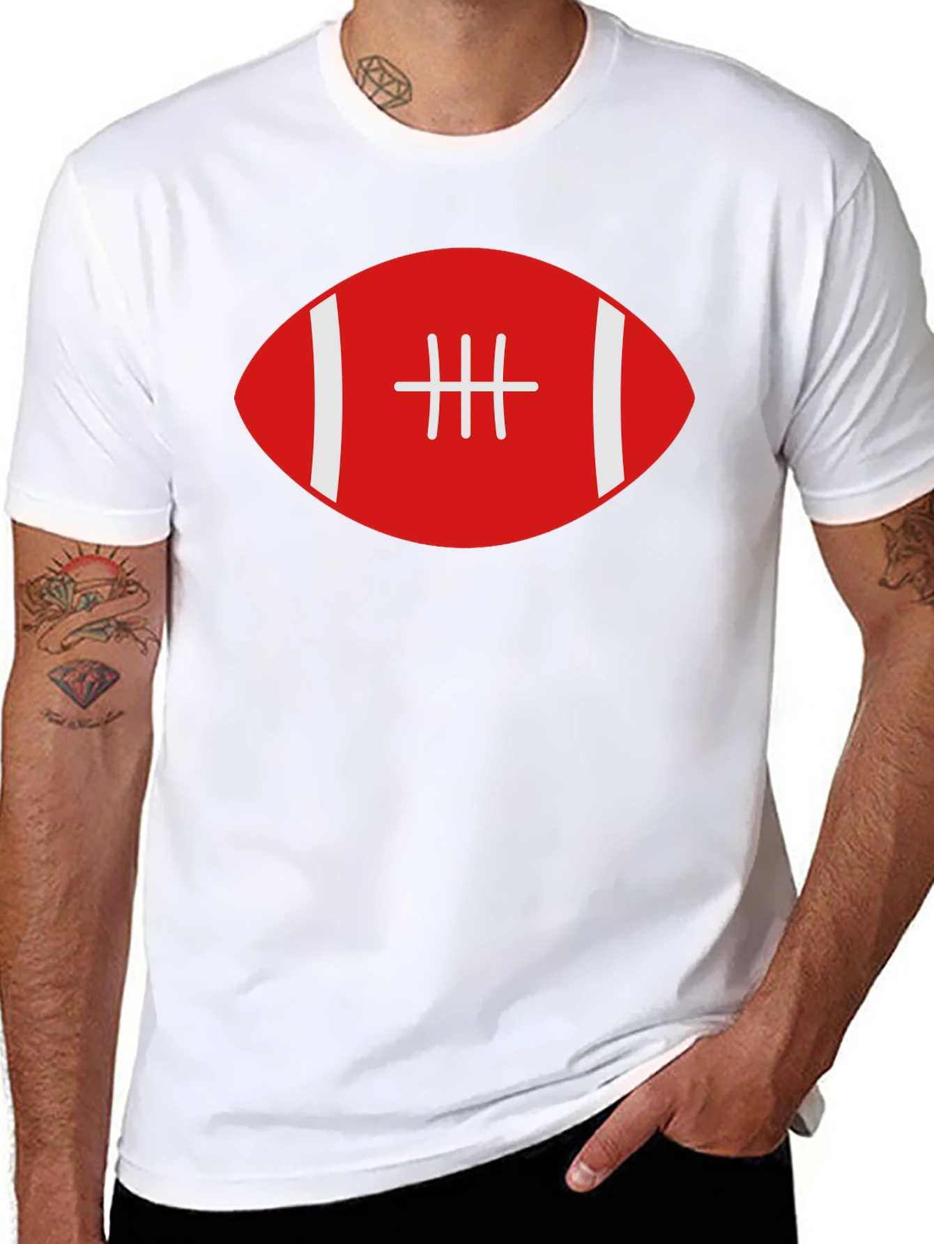 Black Football Graphic Tee - Black Cotton T-Shirt view 8