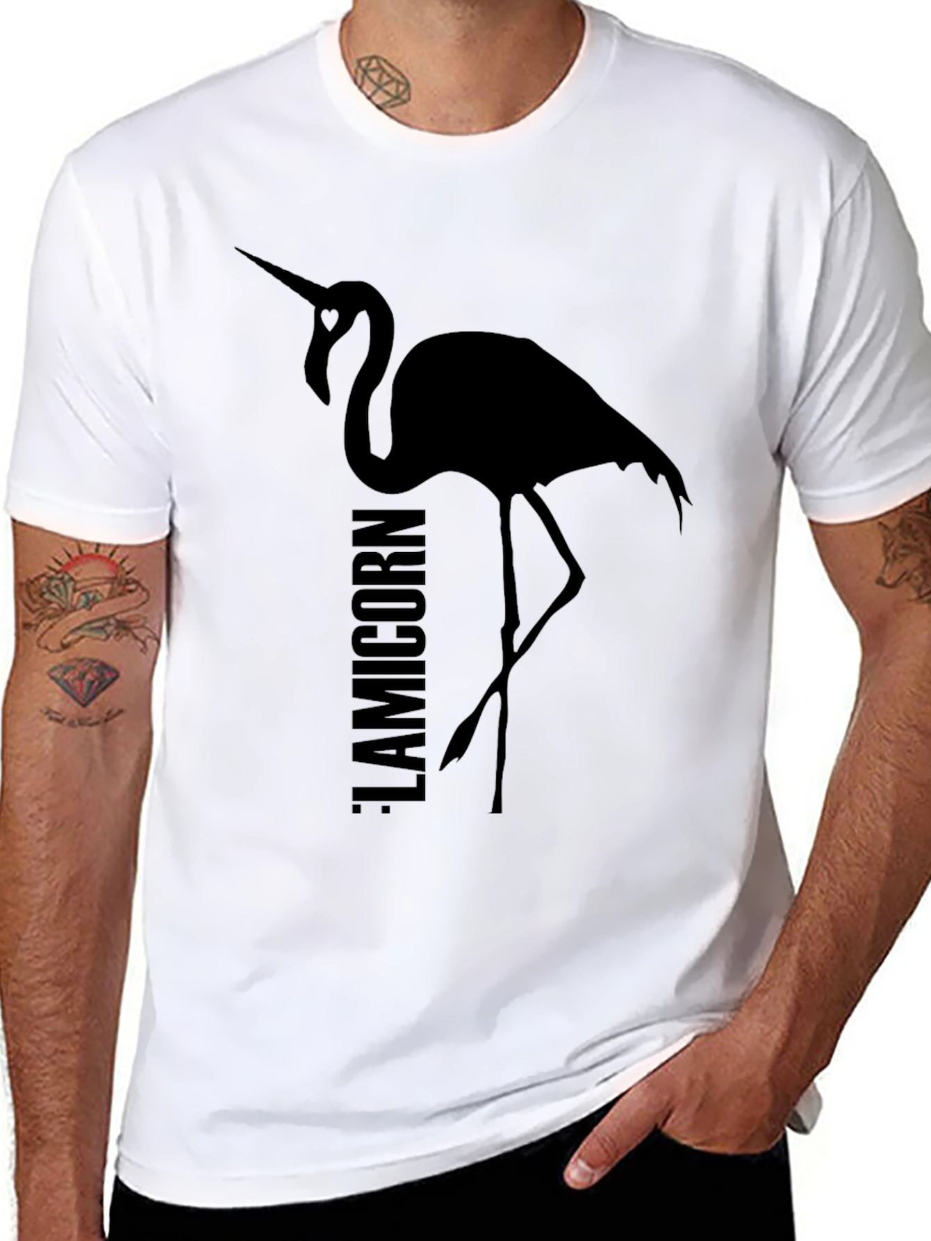 Black Flamicorn T-Shirt - Unique Graphic Tee view 8
