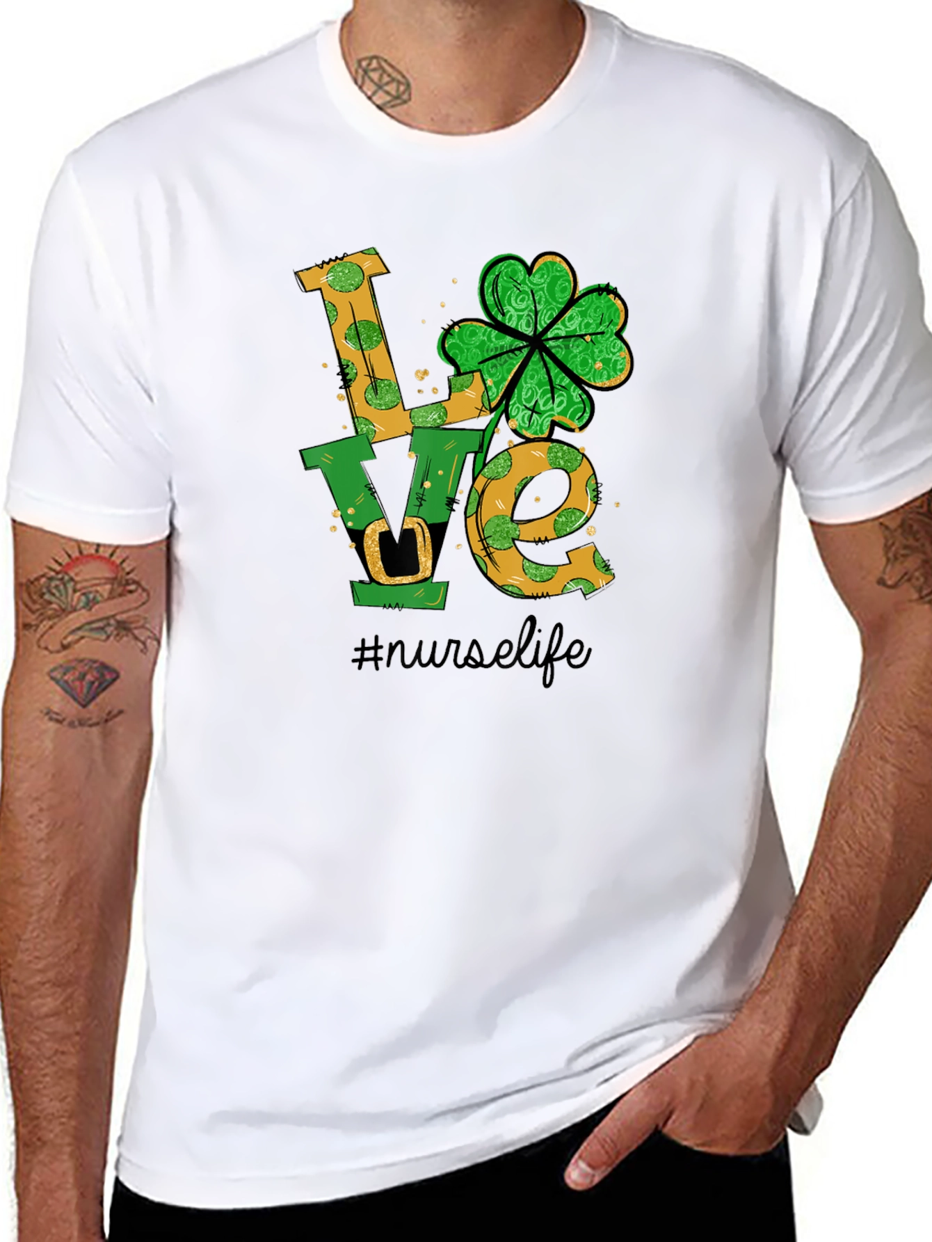 Black Nurse Life St. Patrick's Day T-Shirt view 8