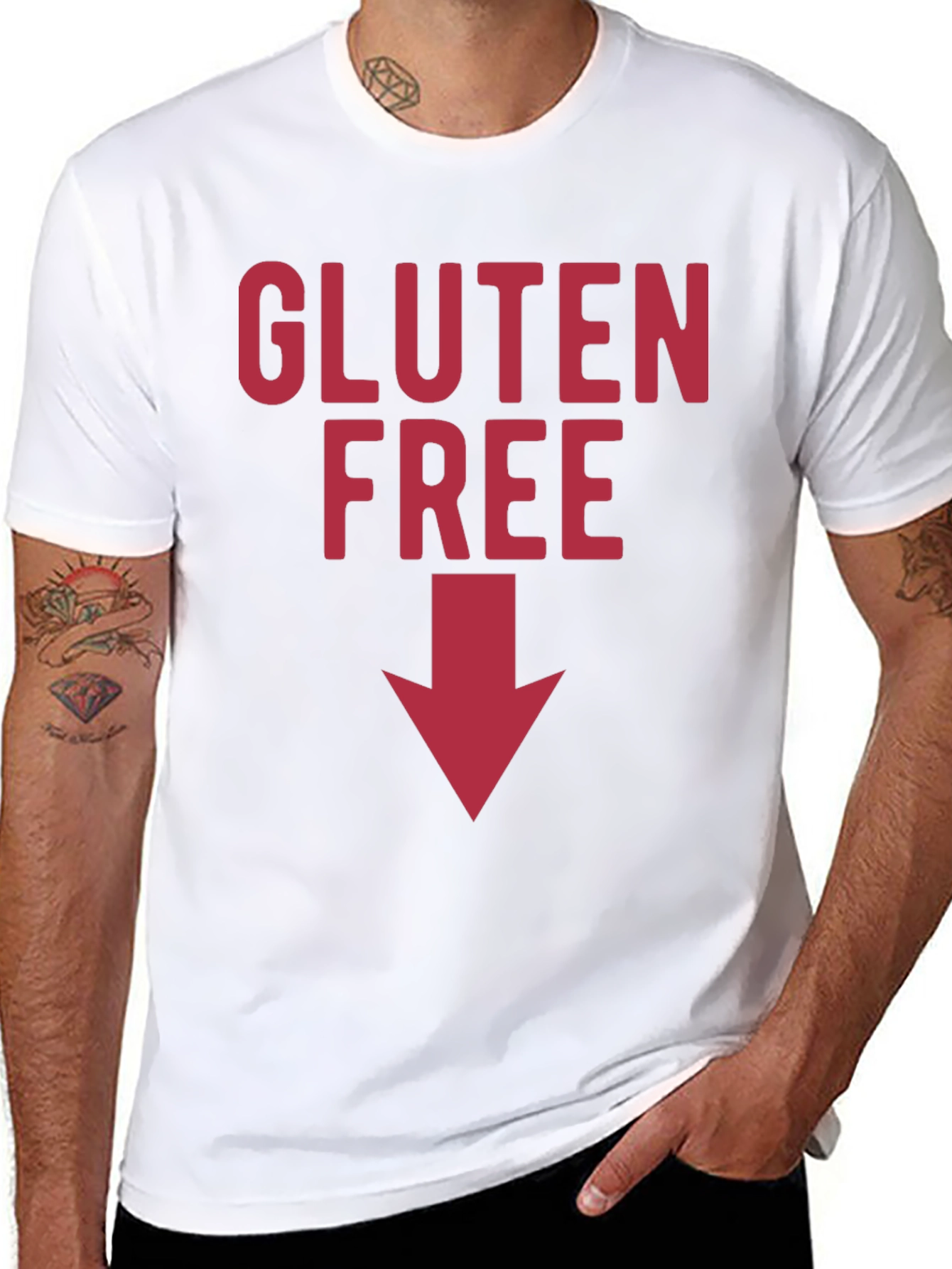 Black Gluten Free Arrow T-Shirt - Funny Novelty Tee view 8
