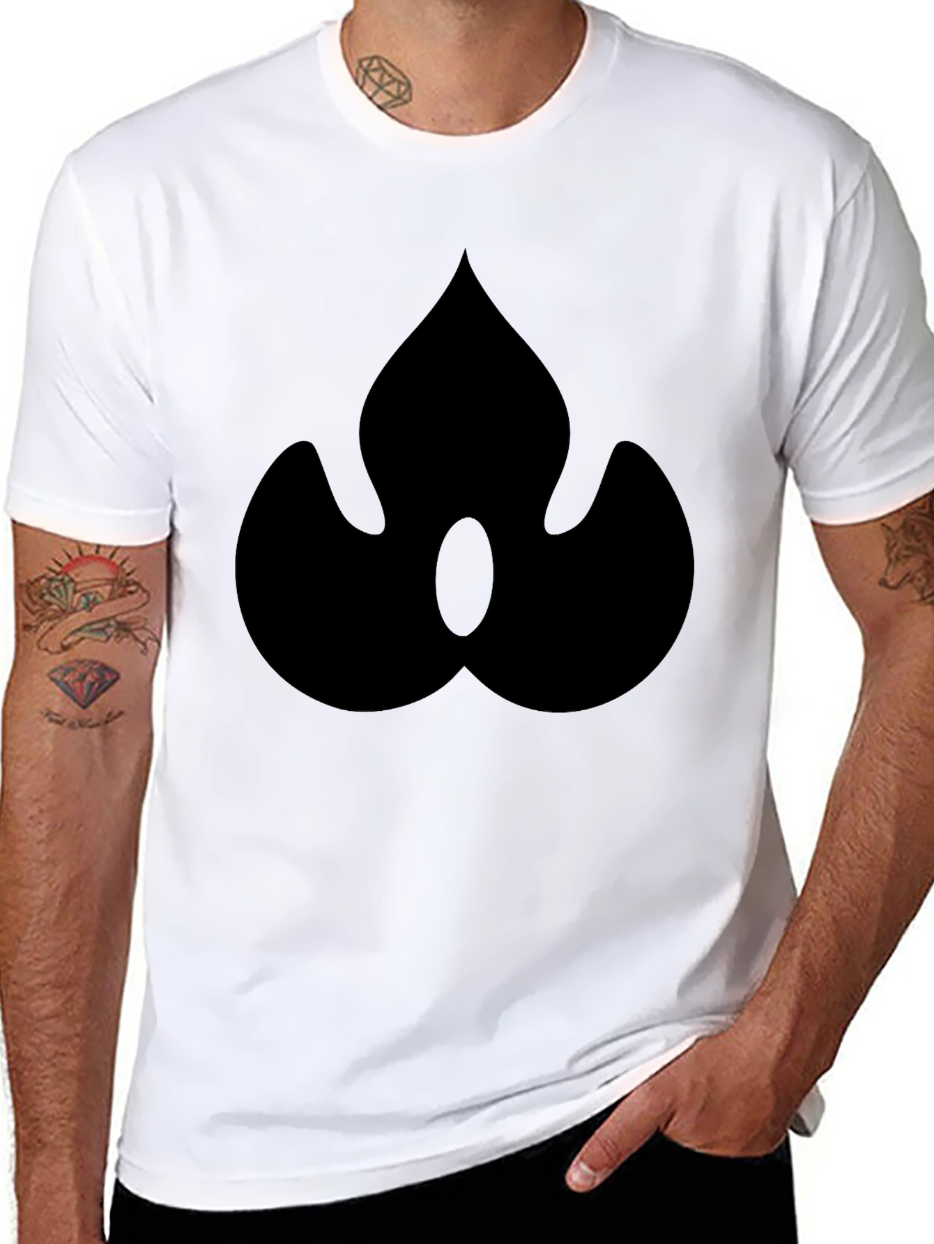 Black Abstract Black Graphic Tee - Modern Style view 8