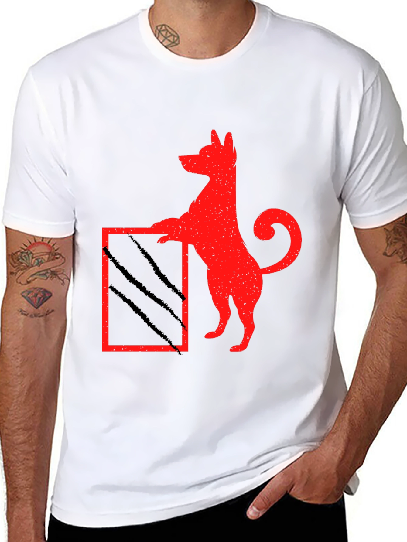 Black Dog Scratch Box Tee - Quirky Graphic T-Shirt view 8