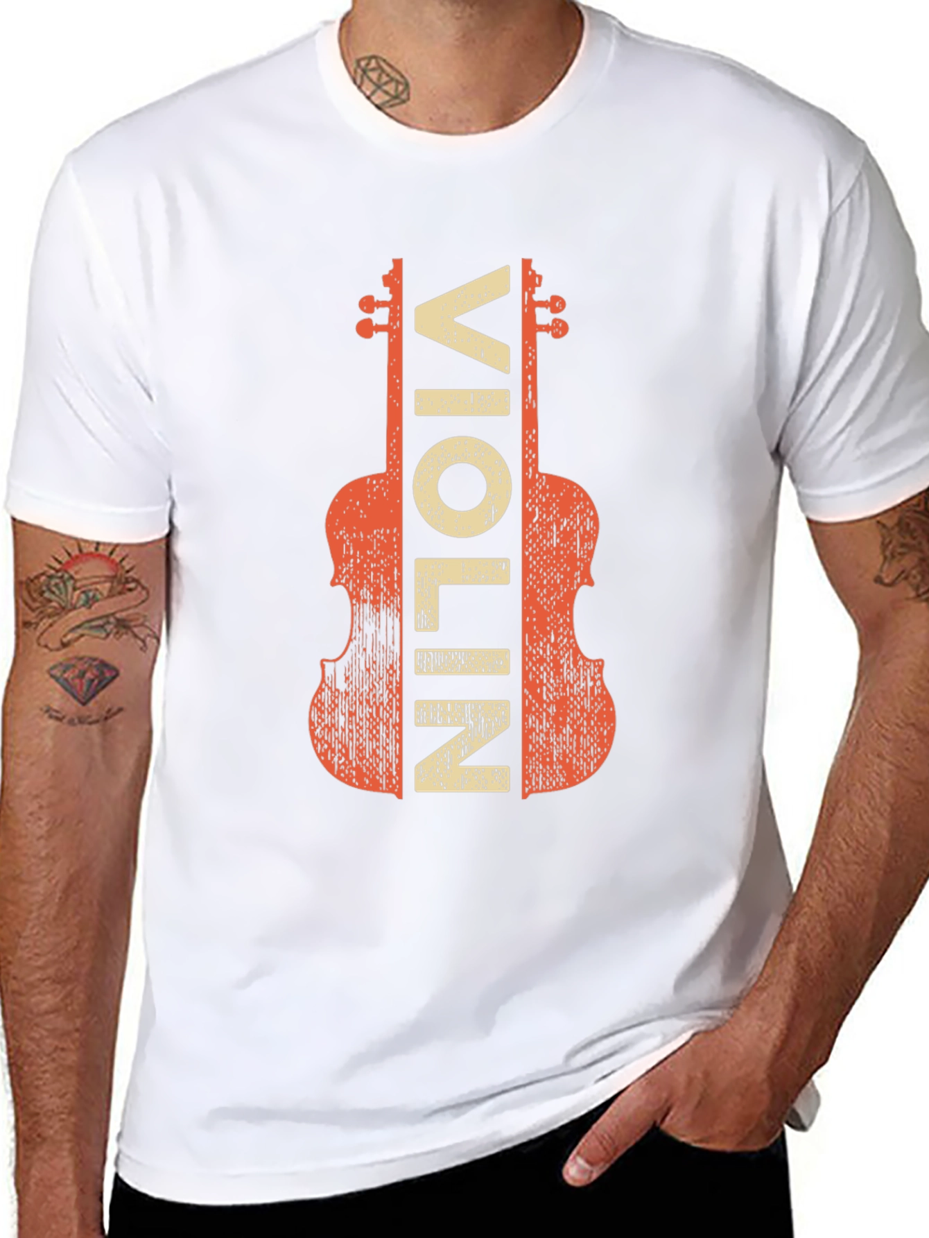 Black Vintage Violin Graphic Tee - Musician T-Shirt view 8