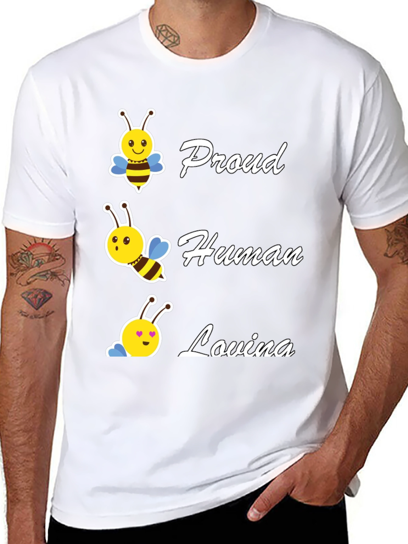 Black Proud Human Bee Loving T-Shirt view 8