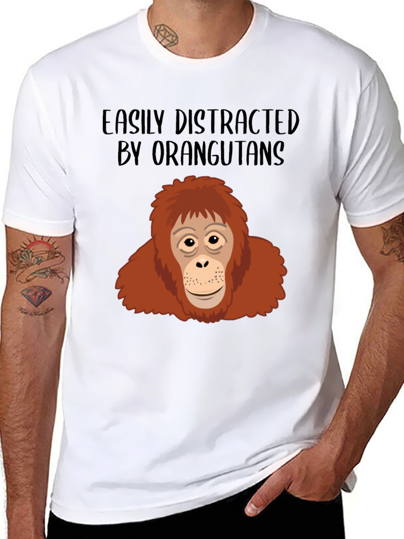 Black Easily Distracted by Orangutans T-Shirt view 8
