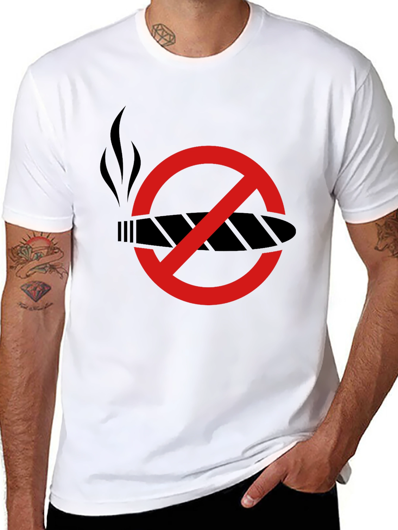 Black No Smoking Black Graphic Tee view 8