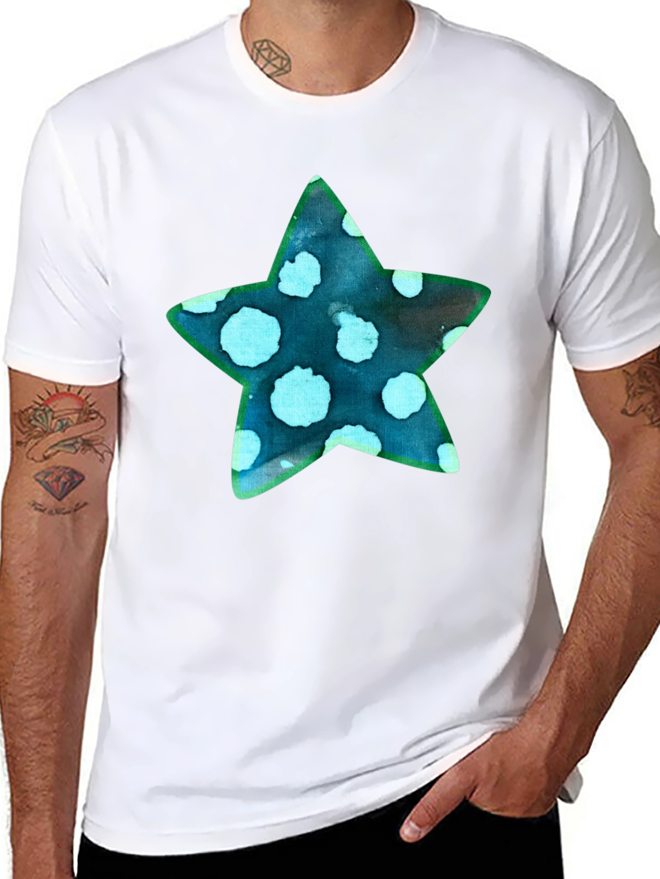 Black Spotted Star Graphic Black T-Shirt view 8