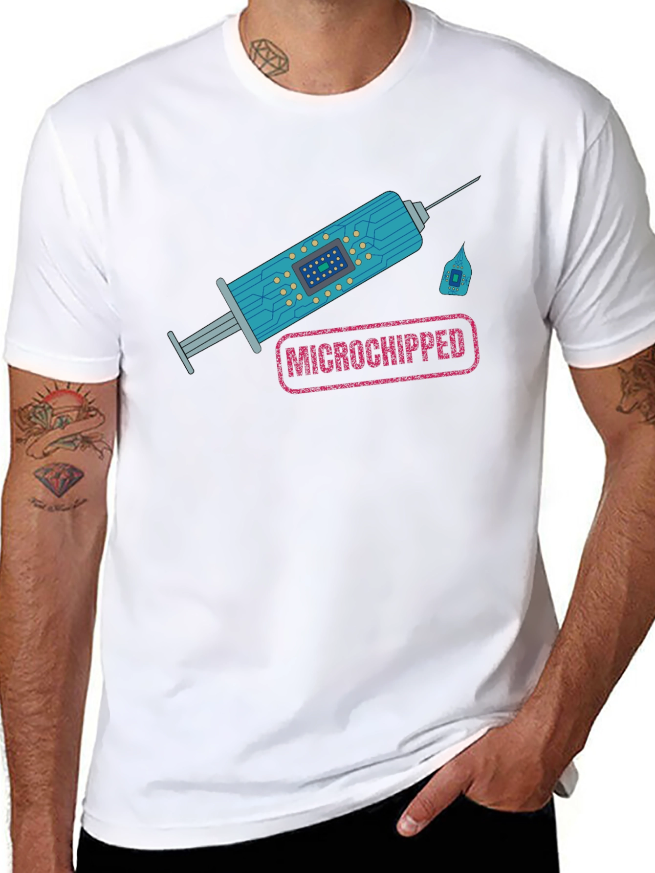 Black Microchipped Syringe Graphic Tee - Black T-Shirt view 8