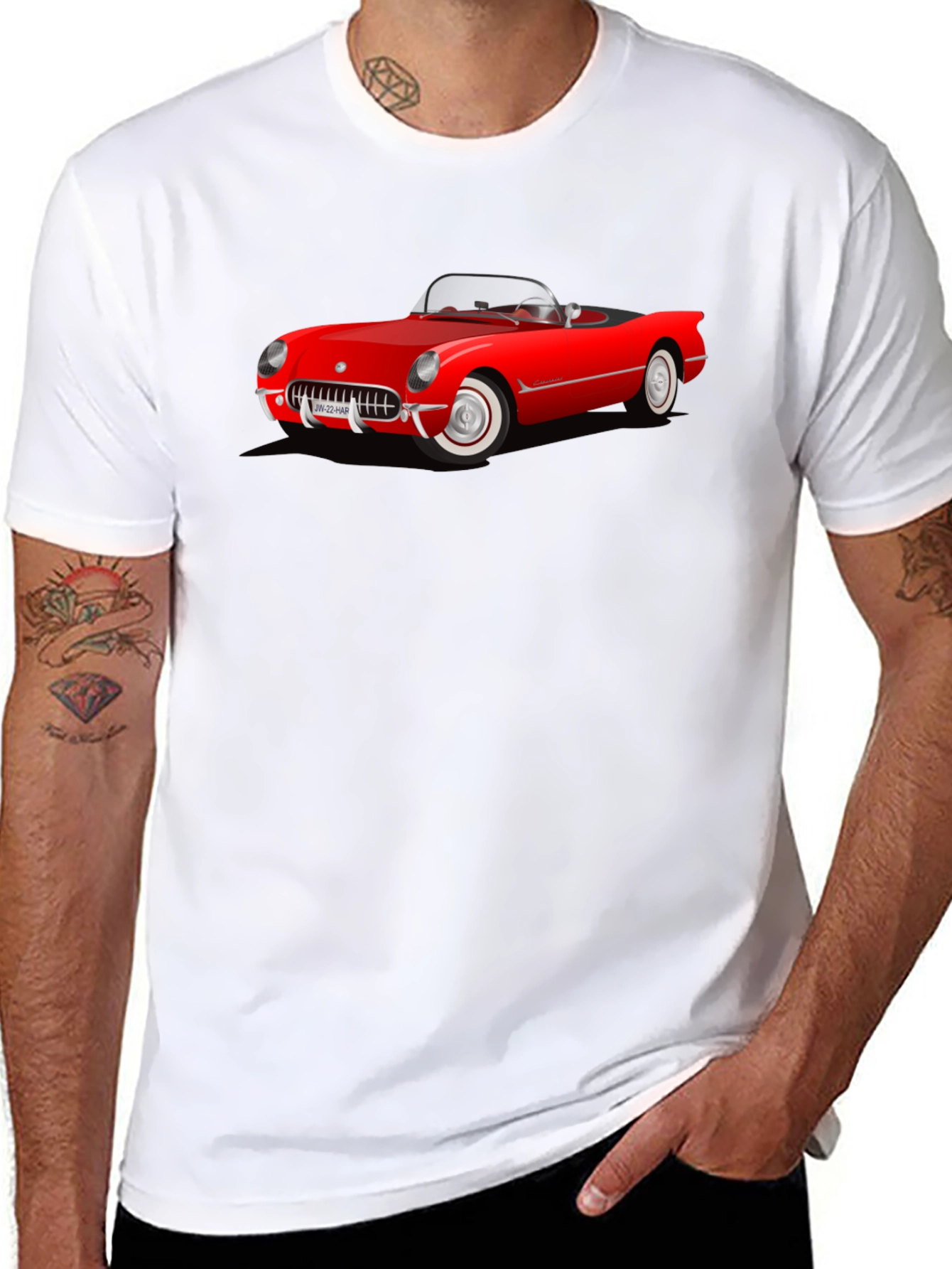Black Red Classic Car Graphic T-Shirt view 8