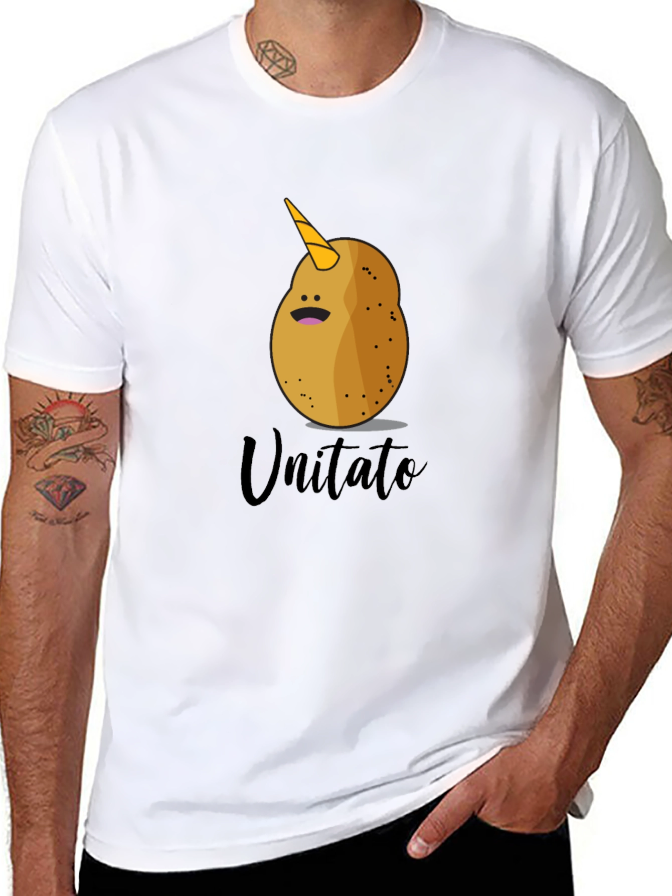 Black Unicorn Potato Graphic T-Shirt - Funny & Unique! view 8