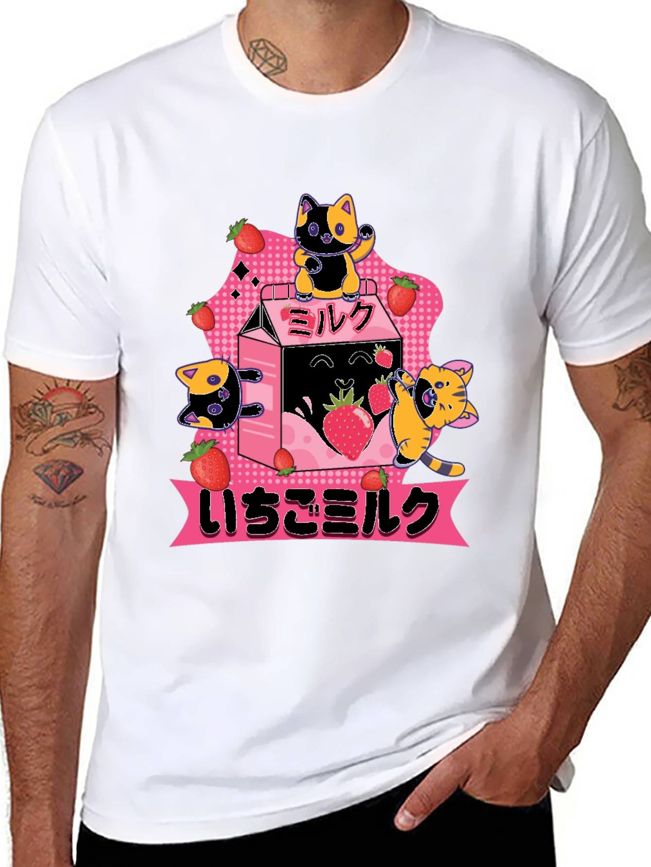 Black Strawberry Milk Cats T-Shirt view 8