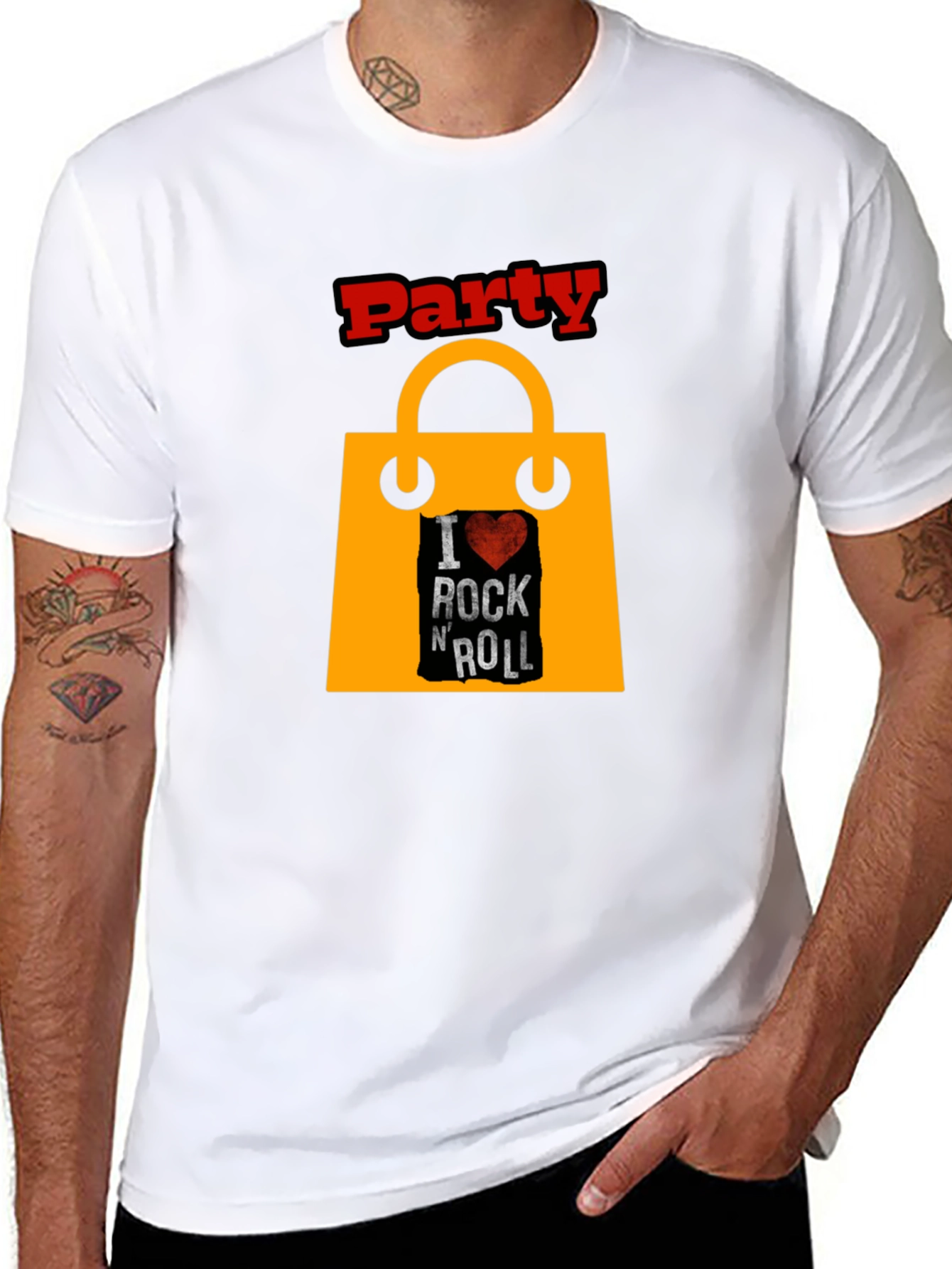 Black Party Rock N Roll Graphic Tee - Black view 8